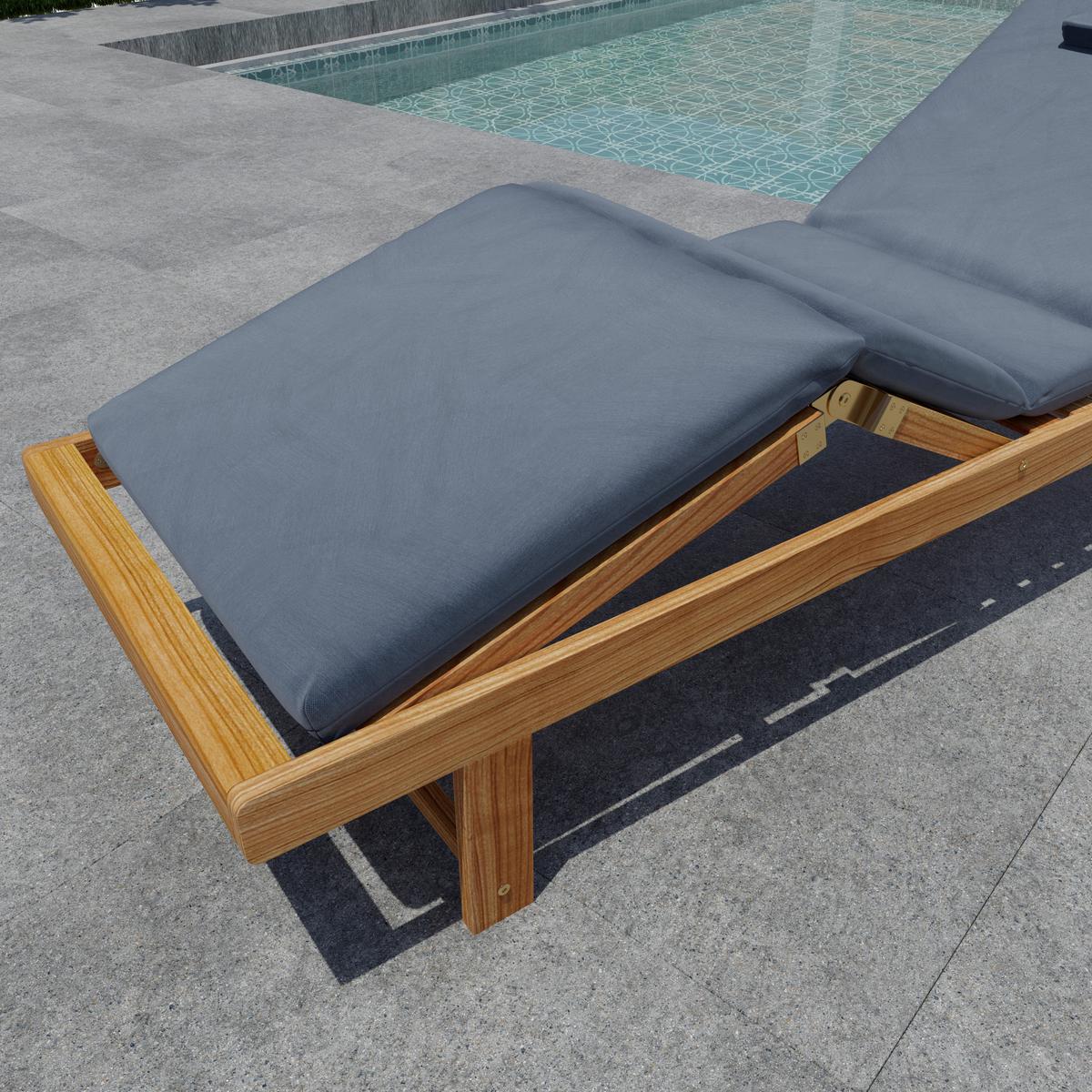 Șezlong Emma - gri închis, Modern, lemn/textil (201/85/74cm) - Mömax