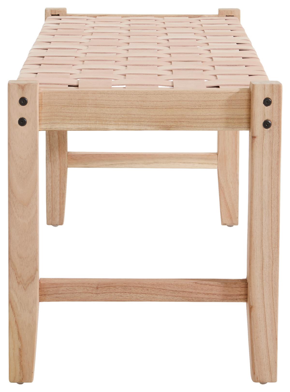 ŁAWKA SITZBANK - kolor orzechowy/kolor naturalny, Design, skóra/drewno (120/45/40cm) - Livetastic