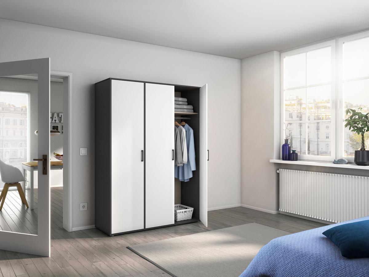 DULAP  USI ROTATIVE VOYAGER - alb/gri, Modern, material pe bază de lemn (140/194/53cm) - Modern Living