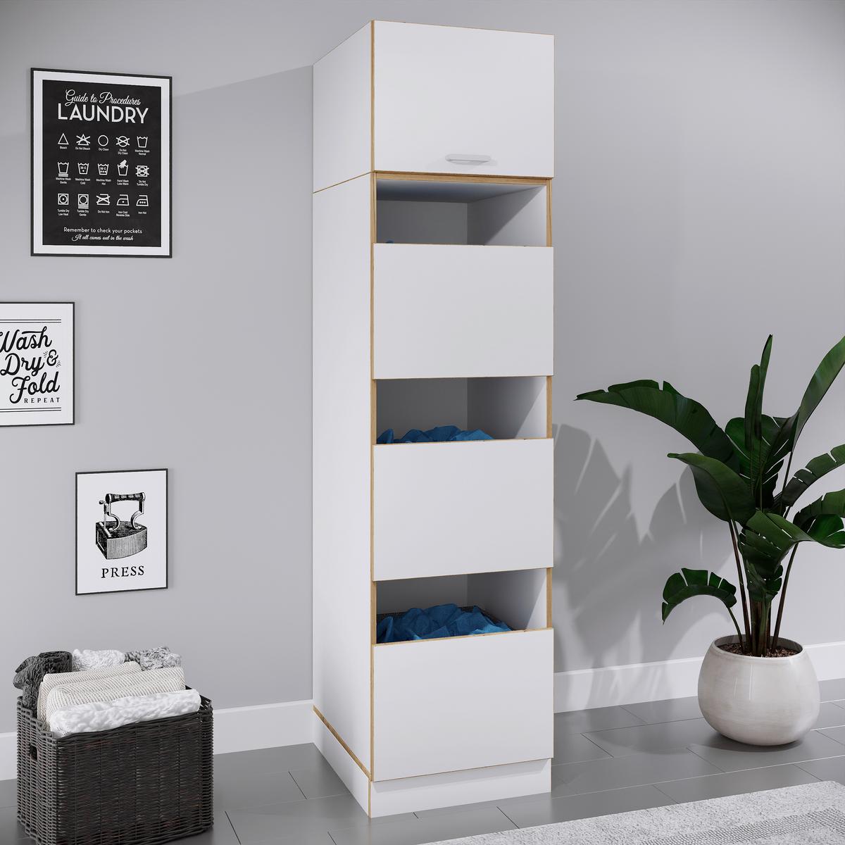 Wäscheschrank Rislo - Honigeiche/Weiss, Trend, Holzwerkstoff/Kunststoff (50/200/60cm) - MID.YOU
