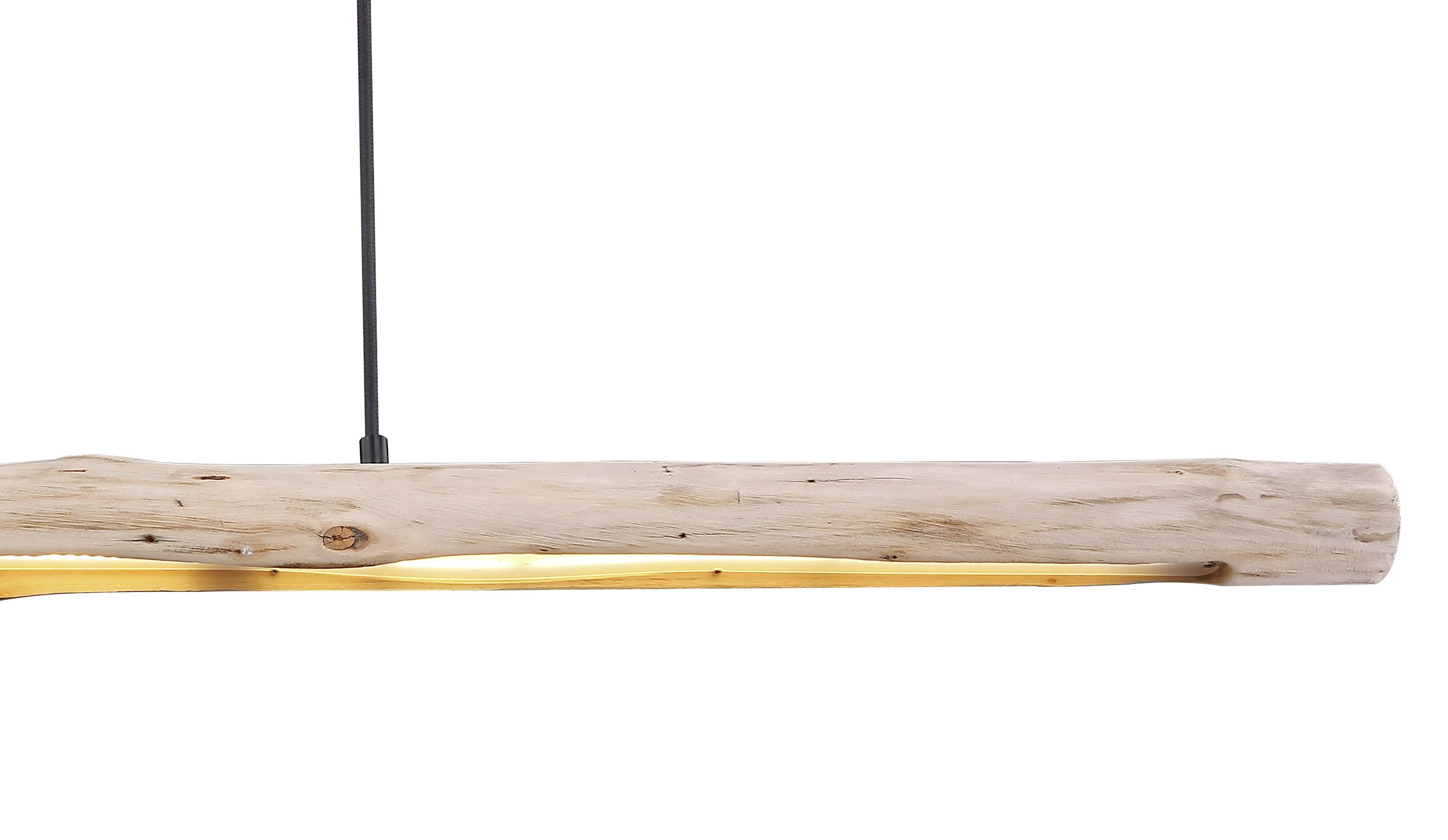 Hängeleuchte Mella in Naturfarben max. 20 Watt - Schwarz/Naturfarben, Basics, Holz/Metall (120/7/150cm) - Globo