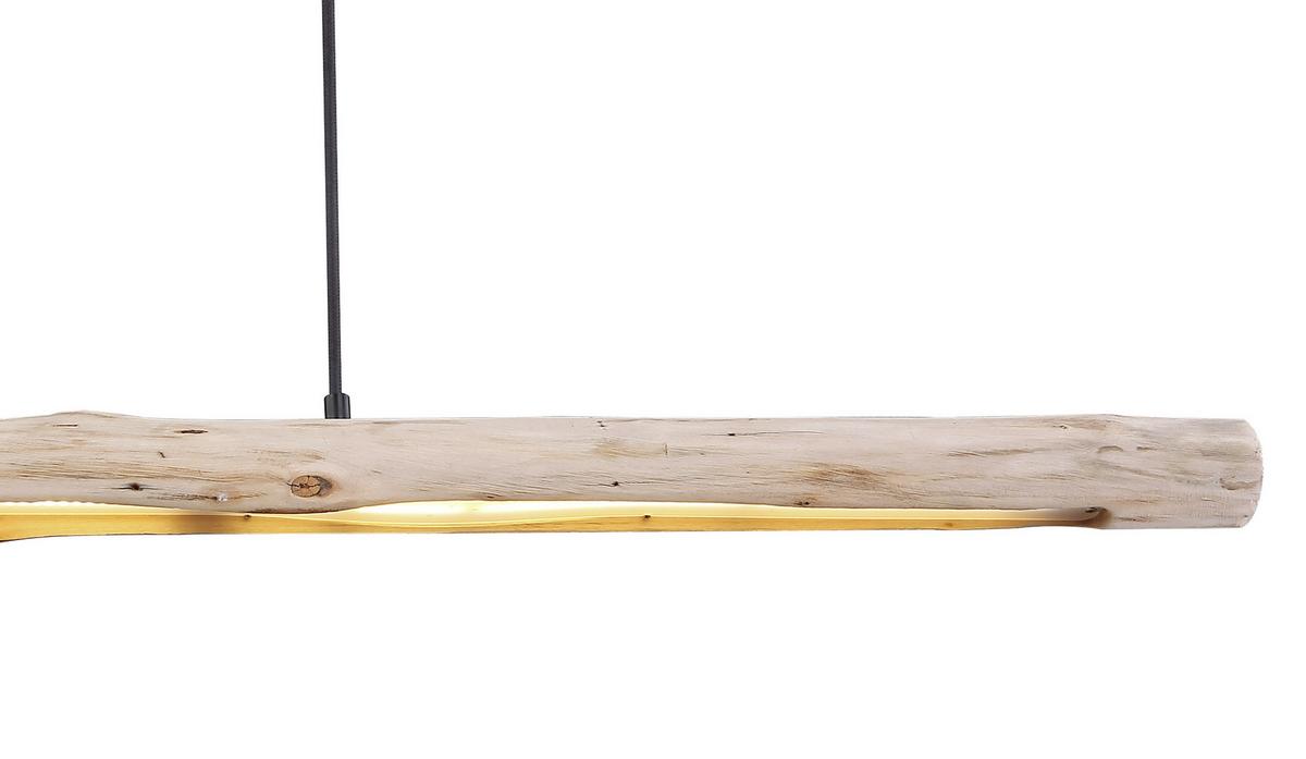 Hängeleuchte Mella in Naturfarben max. 20 Watt - Schwarz/Naturfarben, Basics, Holz/Metall (120/7/150cm) - Globo
