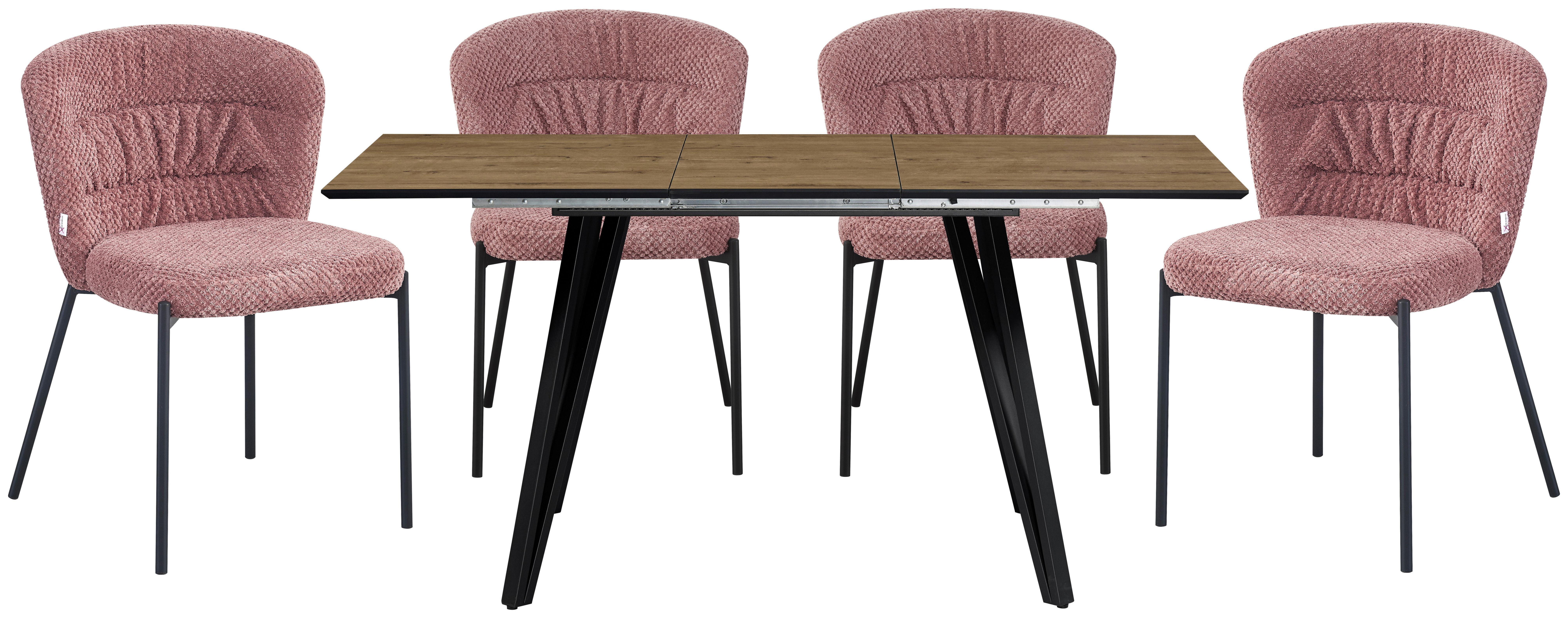 Ausziehtisch Daniel Eichefarben ca.120-160x76x80cm - Eichefarben/Schwarz, Modern, Holzwerkstoff/Metall (120-160/76/80cm) - Mömax