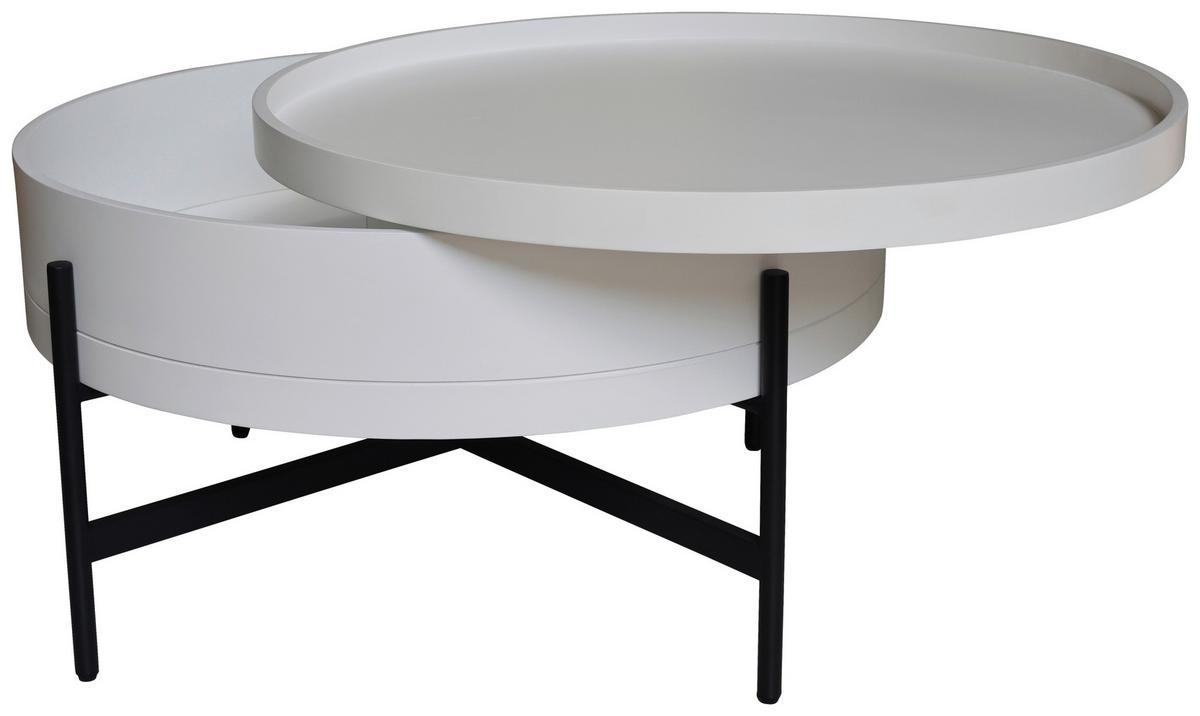 Couchtisch Malabo Weiß ca. 80x45x80cm - Schwarz/Weiß, MODERN, Holzwerkstoff/Metall (80/45/80cm) - Premium Living