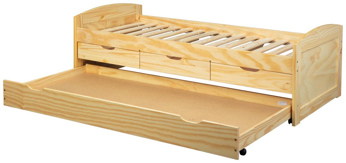 Ausziehbett Marinella Kiefer - Kieferfarben, Basics, Holz/Kunststoff (90/200cm) - MID.YOU