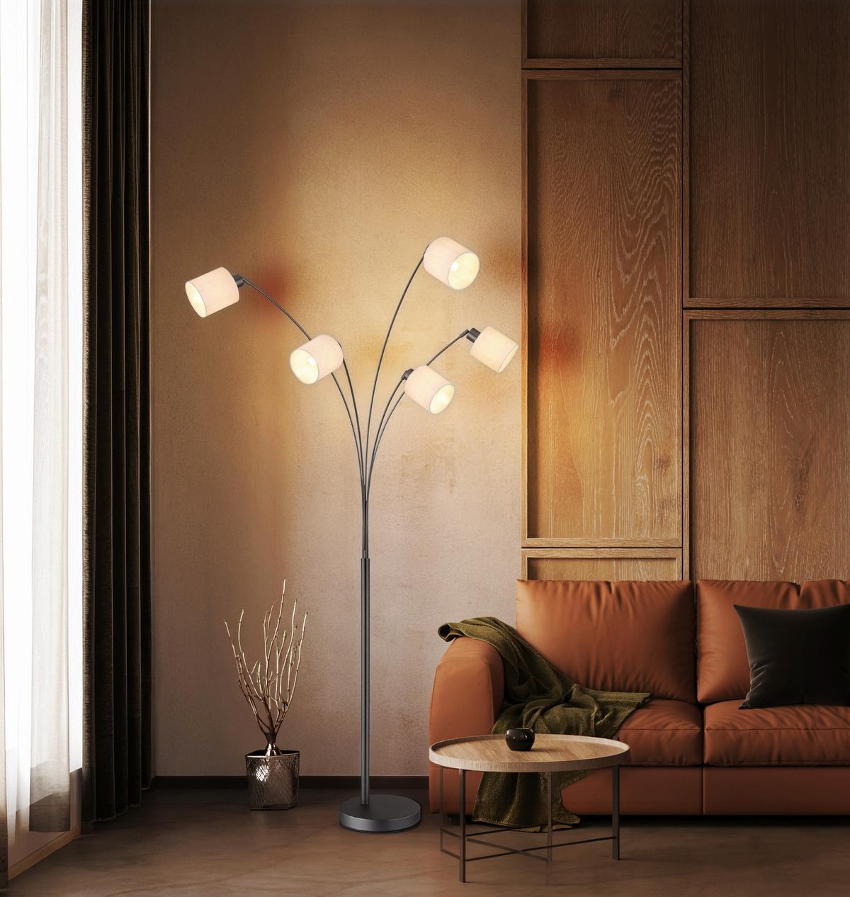 Svjetiljka Podna 43540508  Thea - crni krom/crna, Design, tekstil/metal (90/90/200cm) - Globo