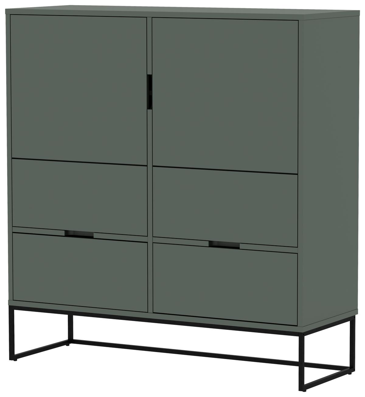KOMODA WYSOKA LIPP - LOMOCO - - czarny/ciemnozielony, Design, materiał drewnopochodny/metal (118/127/43cm) - Lomoco