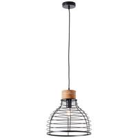 Pendelleuchte Avia Schwarz max. 52 Watt - Schwarz, Natur, Holz/Metall (35/135cm) - Brilliant