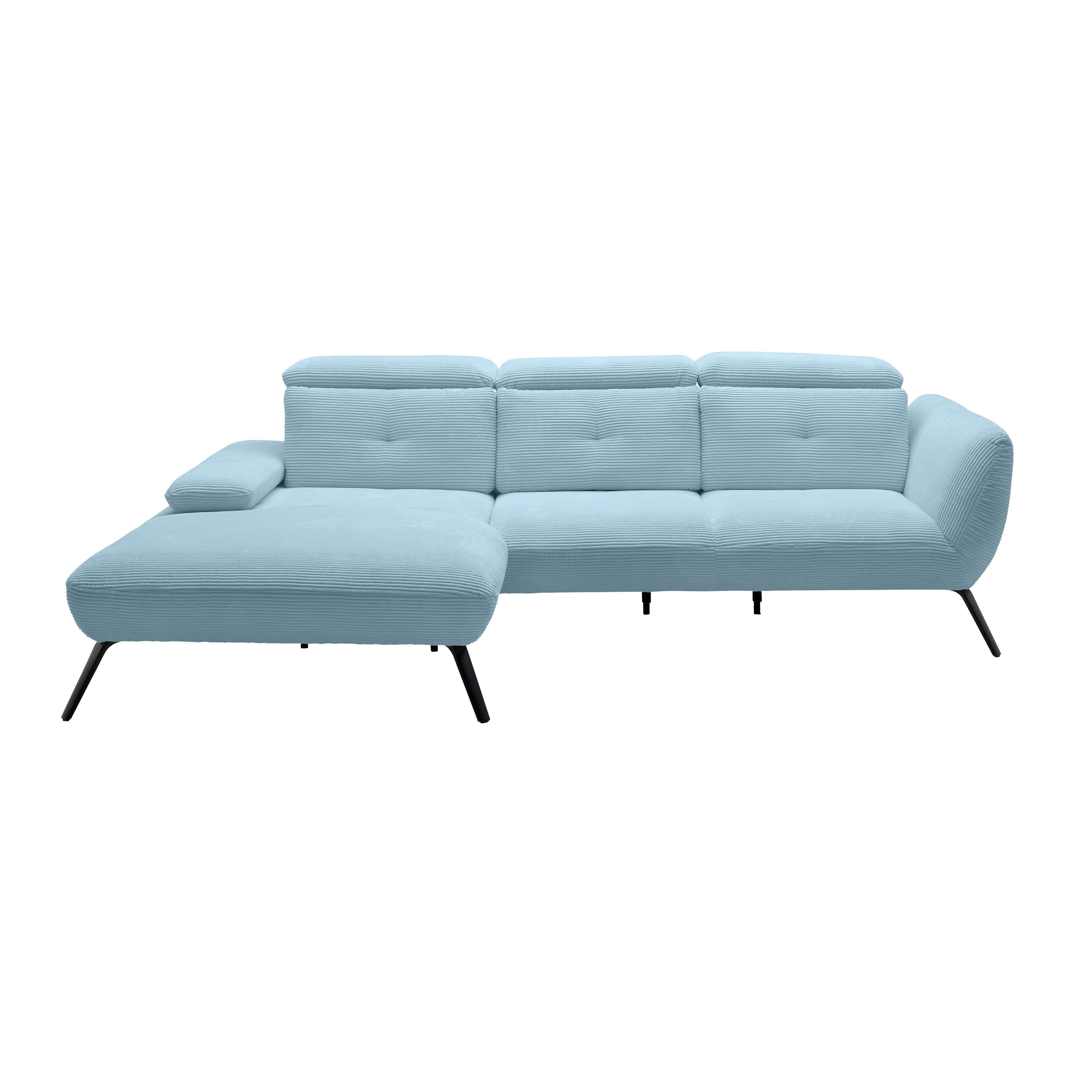 Wohnlandschaft Seattle Blaugrau - Blaugrau/Schwarz, MODERN, Holzwerkstoff/Textil (196/301cm) - Premium Living