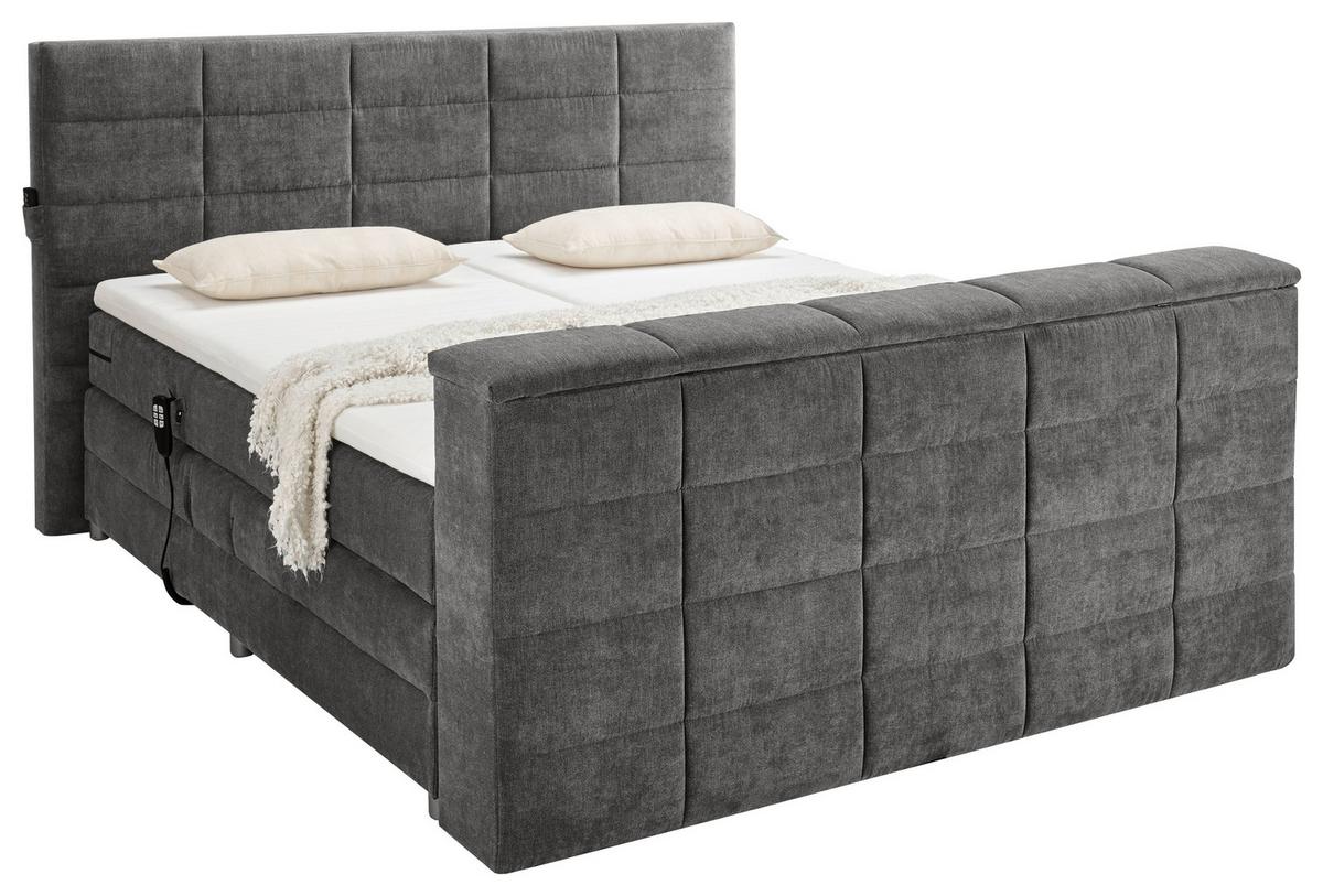 Boxspringbett Denver Grau ca. 180x200 cm mit Topper - Dunkelgrau, KONVENTIONELL, Textil (180/200cm) - Carryhome