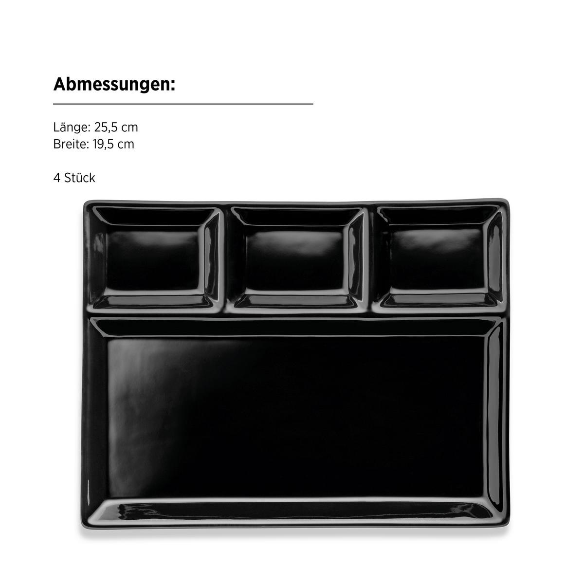 GRILLTELLERSET 935532 FONDUETELLER SET 4TLG - Schwarz, Basics, Keramik (25,5/2,5/19,5cm) - Mäser