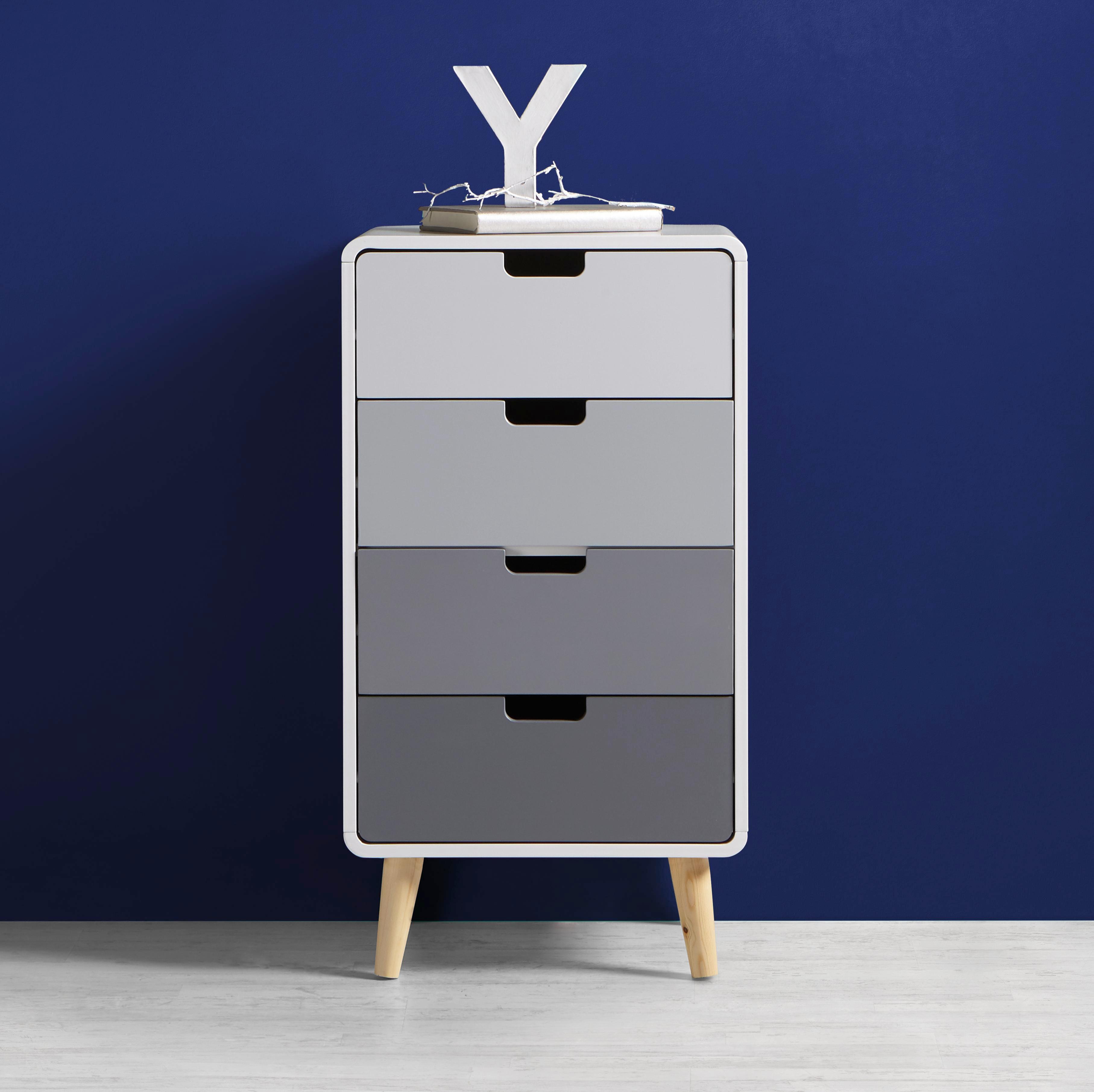 Kommode in Grau/Weiß 'Daniela' - Weiß/Grau, MODERN, Holz (48/89/38cm) - Bessagi Home