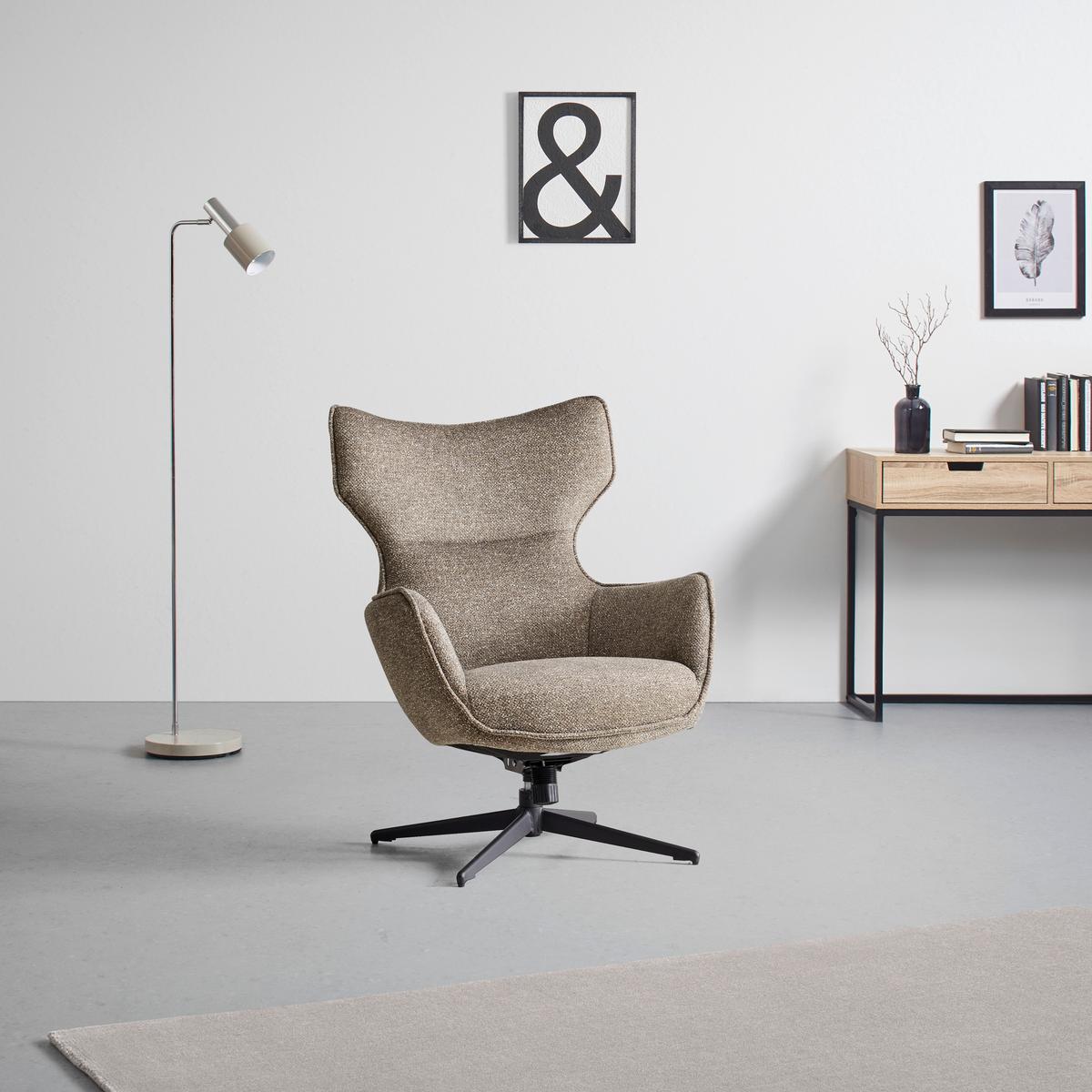 Sessel Flavio Graubraun - Graubraun/Schwarz, MODERN, Textil/Metall (74/98/83cm) - Mömax