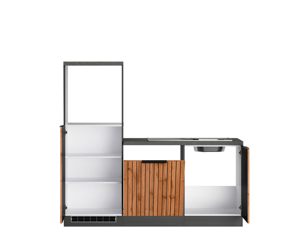 Eckküche Liverpool ca. 240x240cm Graphit/Eiche - Schieferfarben/Eiche Wotan, Basics, Holzwerkstoff/Metall (240/240cm) - Held