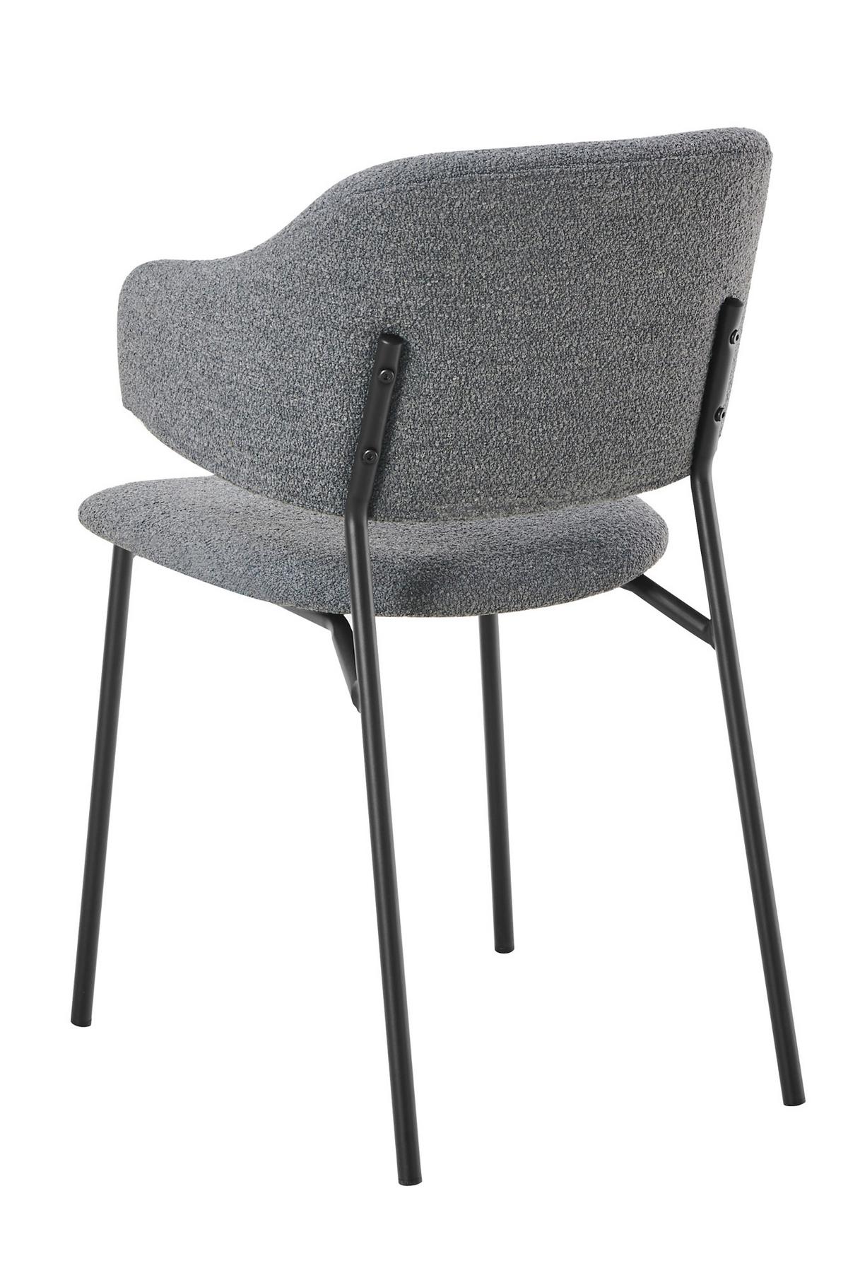 Set Naslanjačev Bouclé, Temno Siva, 2-Delni - temno siva/črna, Moderno, kovina/tekstil (54/83/59cm) - Livetastic