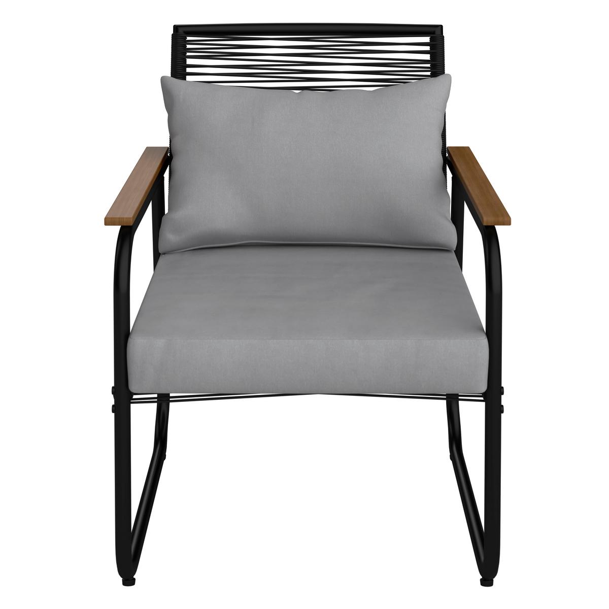 Lounge Garnitura Elly, Siva, Naravna, Črna, 4-Delno - siva/črna, Moderno, kovina/umetna masa (116/77/71cm) - Bessagi Garden