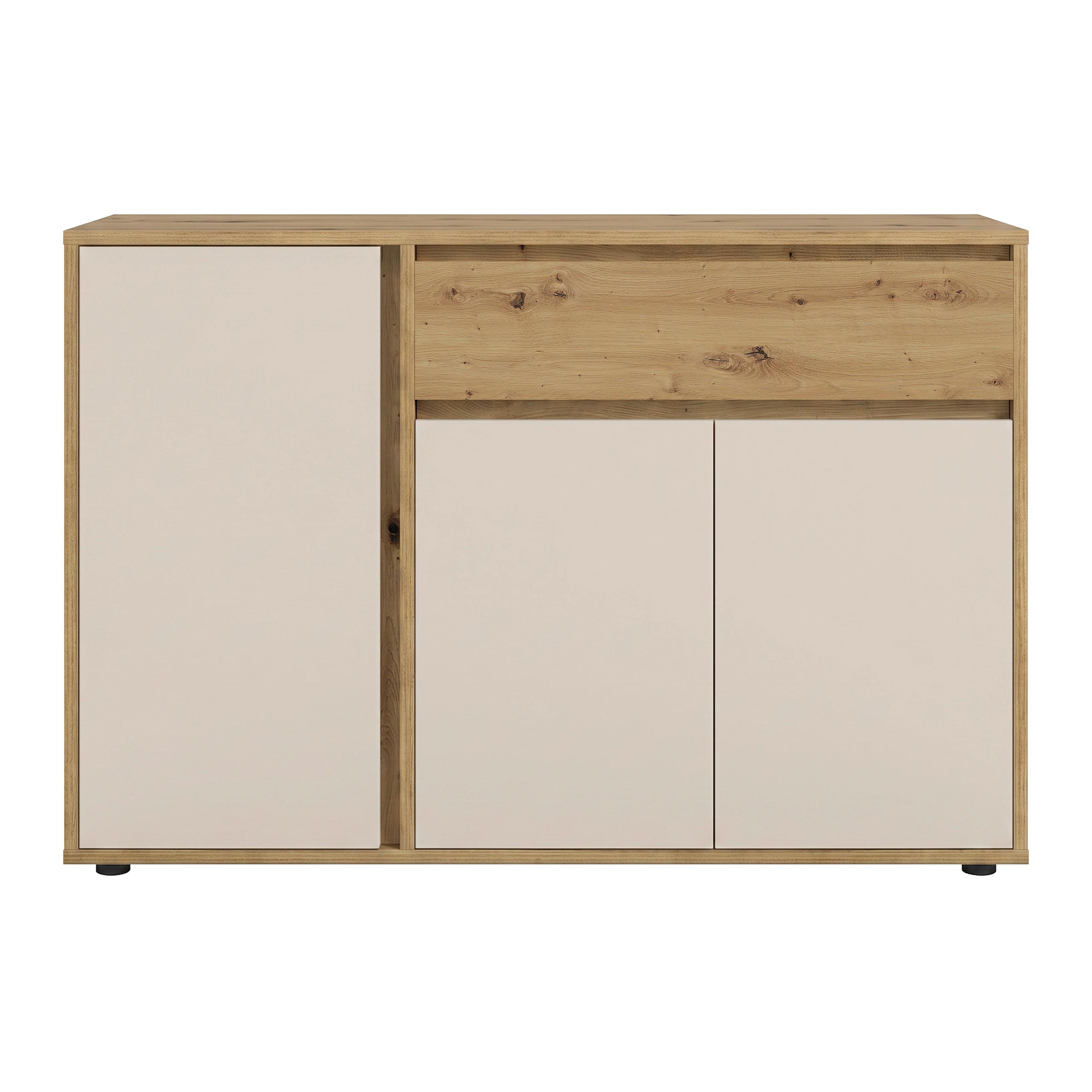 Comodă cu uși CANEVA - cașmir/stejar Artisan, Modern, material pe bază de lemn (128/86/40,3cm) - Modern Living