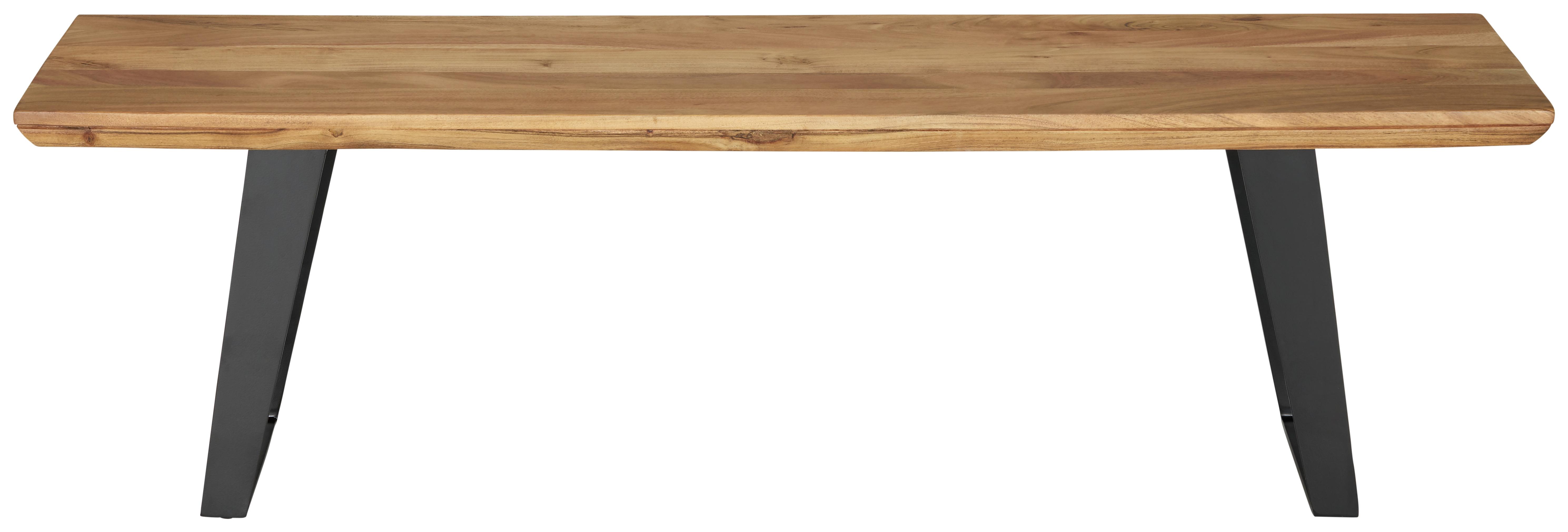Sitzbank Schwarz/Akazie - Schwarz/Akaziefarben, LIFESTYLE, Holz/Metall (150/45/38cm) - Zandiara