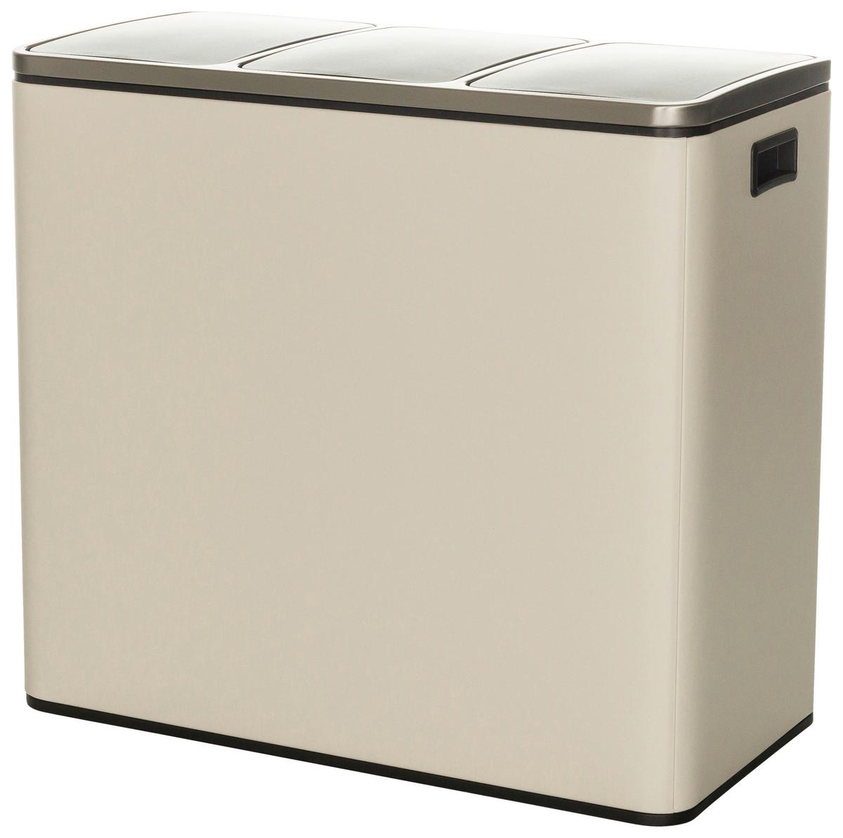 Koš Za Smeti Clean Ix, 3 X 18 L, Bež - črna/bež, Basics, kovina/umetna masa (61/56/31,5cm) - MID.YOU