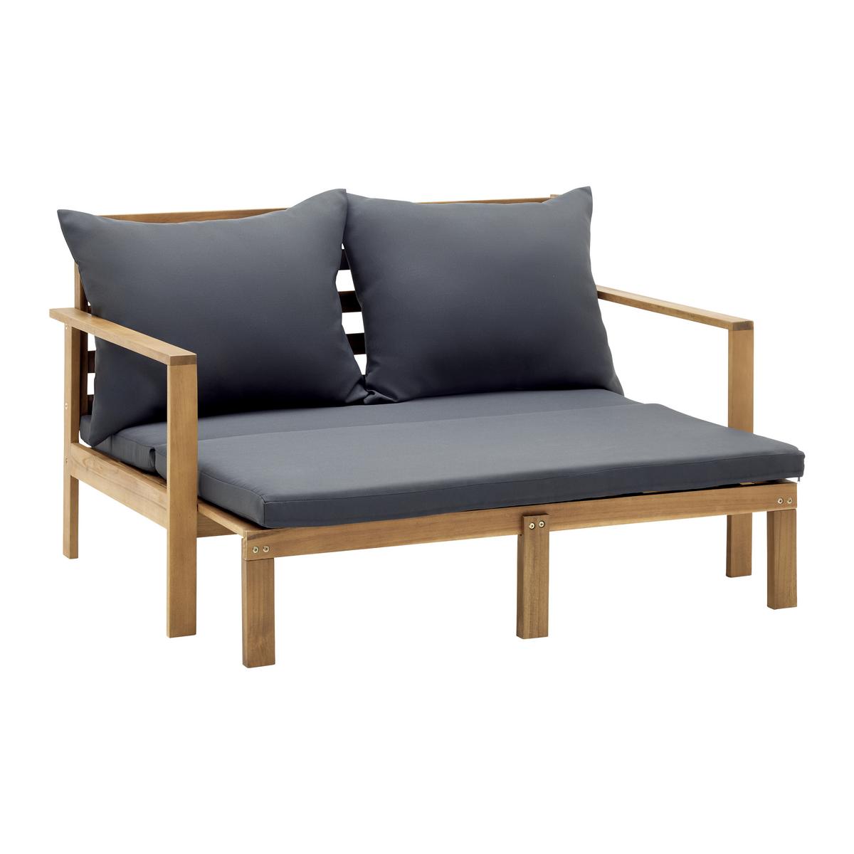 Sonneninsel Pia Dunkelgrau Akazie/Outdoorstoff - Dunkelgrau, MODERN, Holz/Textil (130/75/80-130cm) - Bessagi Garden