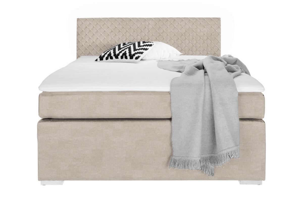 Boxspringbett Mali New in Cappuccino ca. 140x200cm - Chromfarben/Cappuccino, KONVENTIONELL, Kunststoff/Textil (140/200cm) - Based