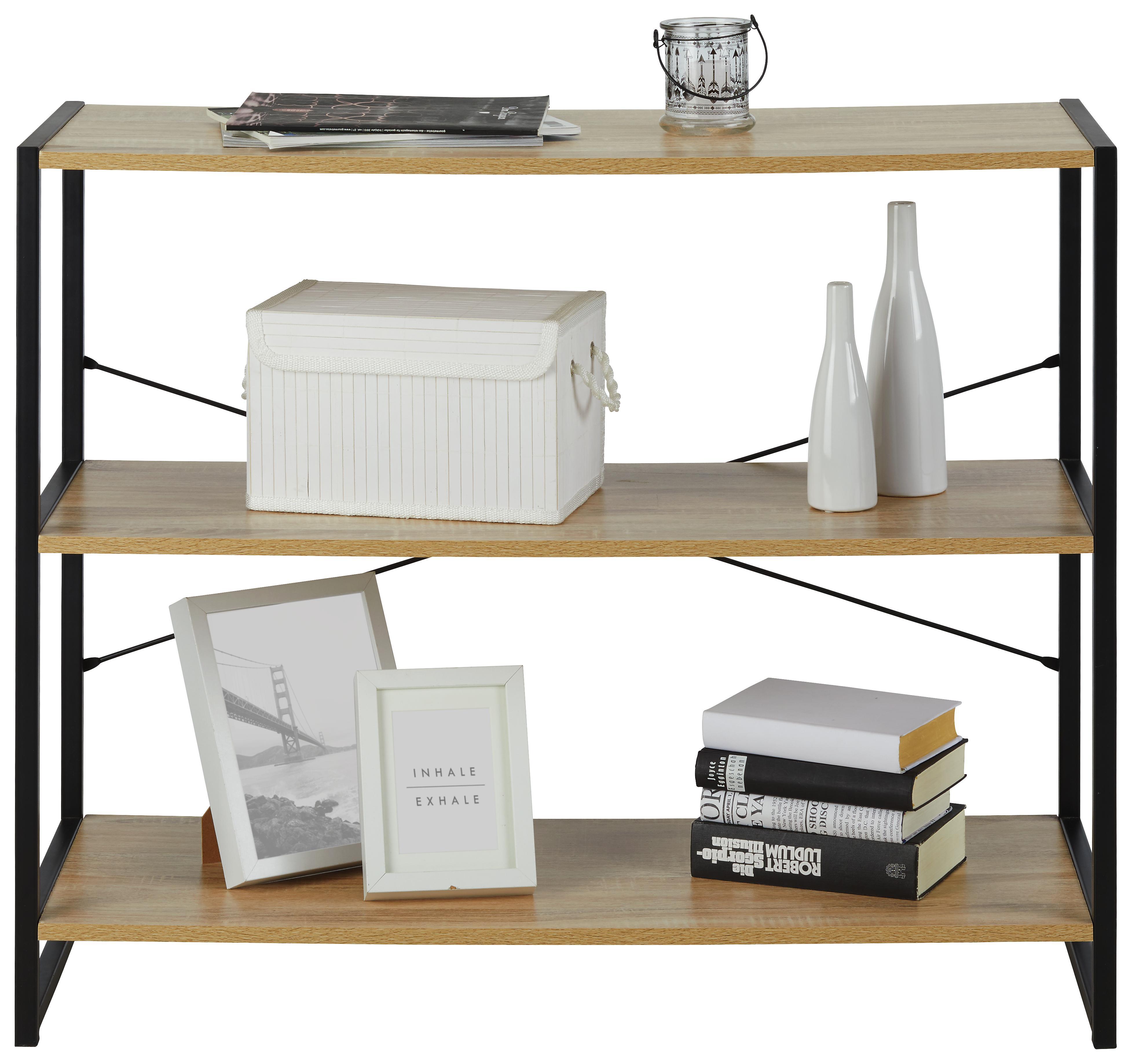 Regal Sonoma Eiche/Schwarz - Schwarz/Sonoma Eiche, MODERN, Holzwerkstoff/Metall (95/79/35cm) - Modern Living