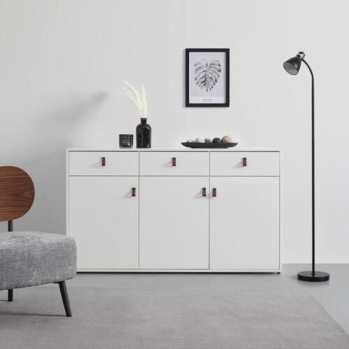 Sideboard Mick Weiß MDF - Schwarz/Braun, MODERN, Kunststoff/Textil (138/80/40cm) - Bessagi Home