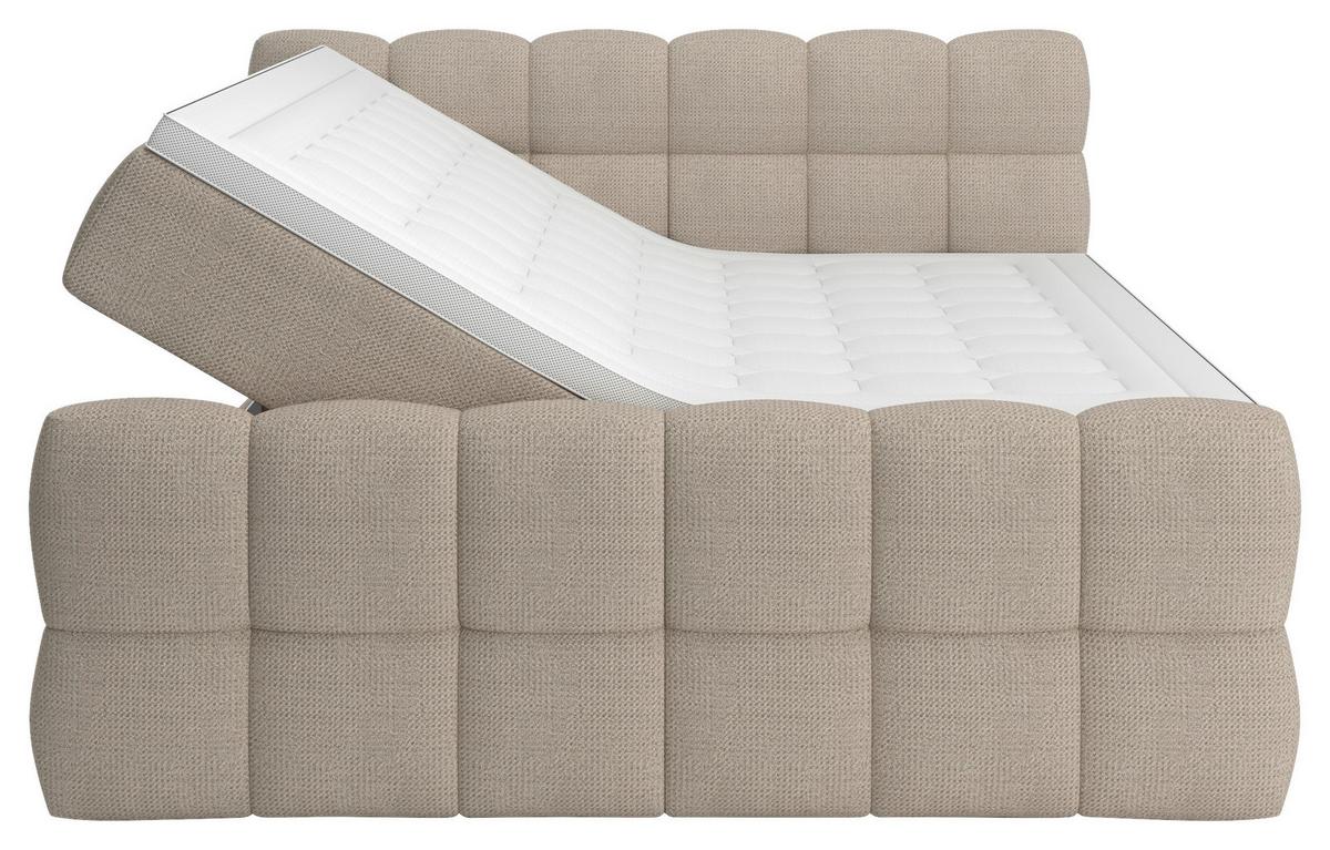 Boxspring Krevet Brisbane - bež/crna, Trend, drvni materijal/drvo (120/220cm) - Premium Living