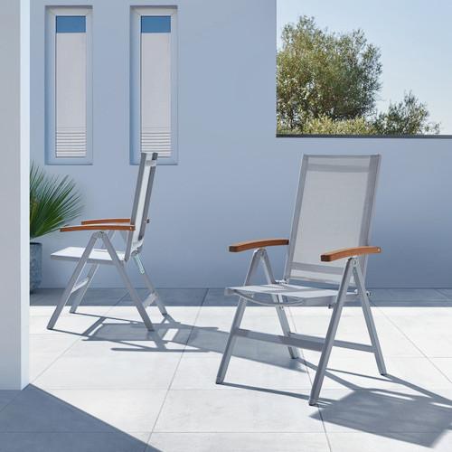 Stolica Barcelona 3 - siva/boja tikovine, Moderno, drvo/metal (65,5/105,8/56,4cm) - Modern Living