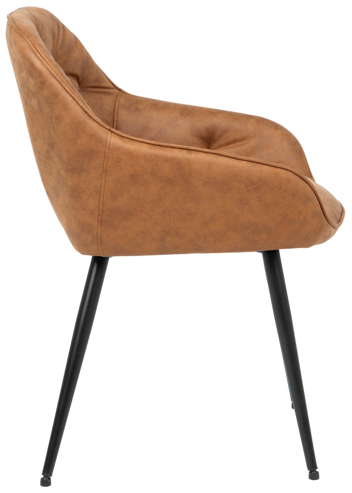 KRZESŁO Z PODŁOKIETNIKAMI ANCONA - czarny/brązowy, Romantik / Landhaus, metal/tkanina (55/80/61cm) - Livetastic