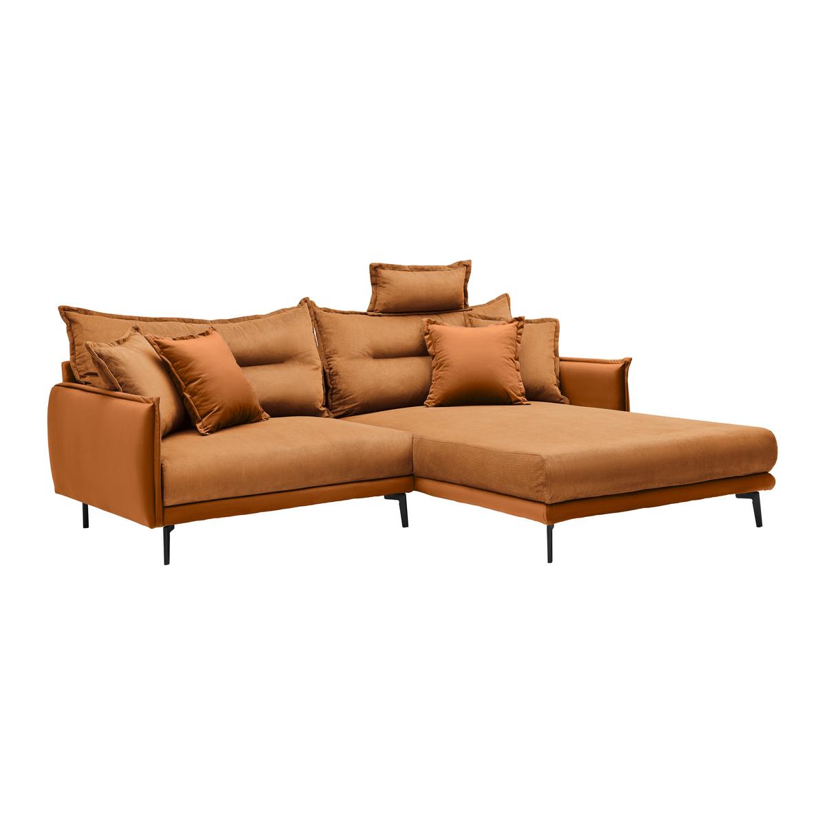 Ecksofa Nuovo Orange - Schwarz/Orange, MODERN, Textil/Metall (245/72-113/190cm) - Mömax