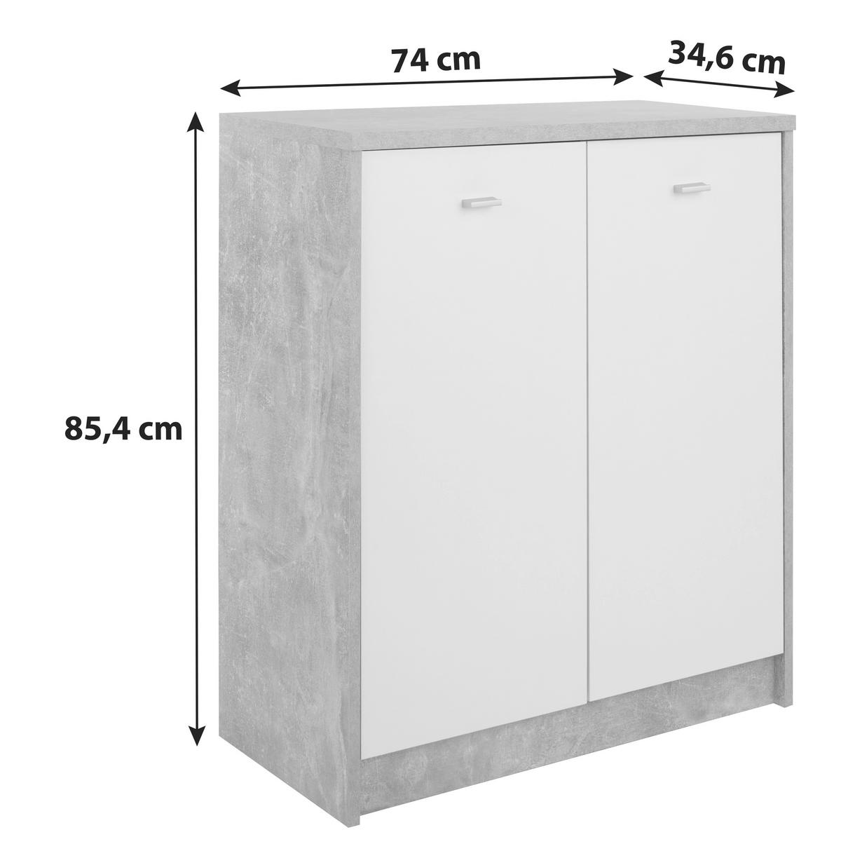 Comodă 4-You - alb/culoare lemn stejar, Modern, material pe bază de lemn (74/85,4/34,6cm) - Modern Living