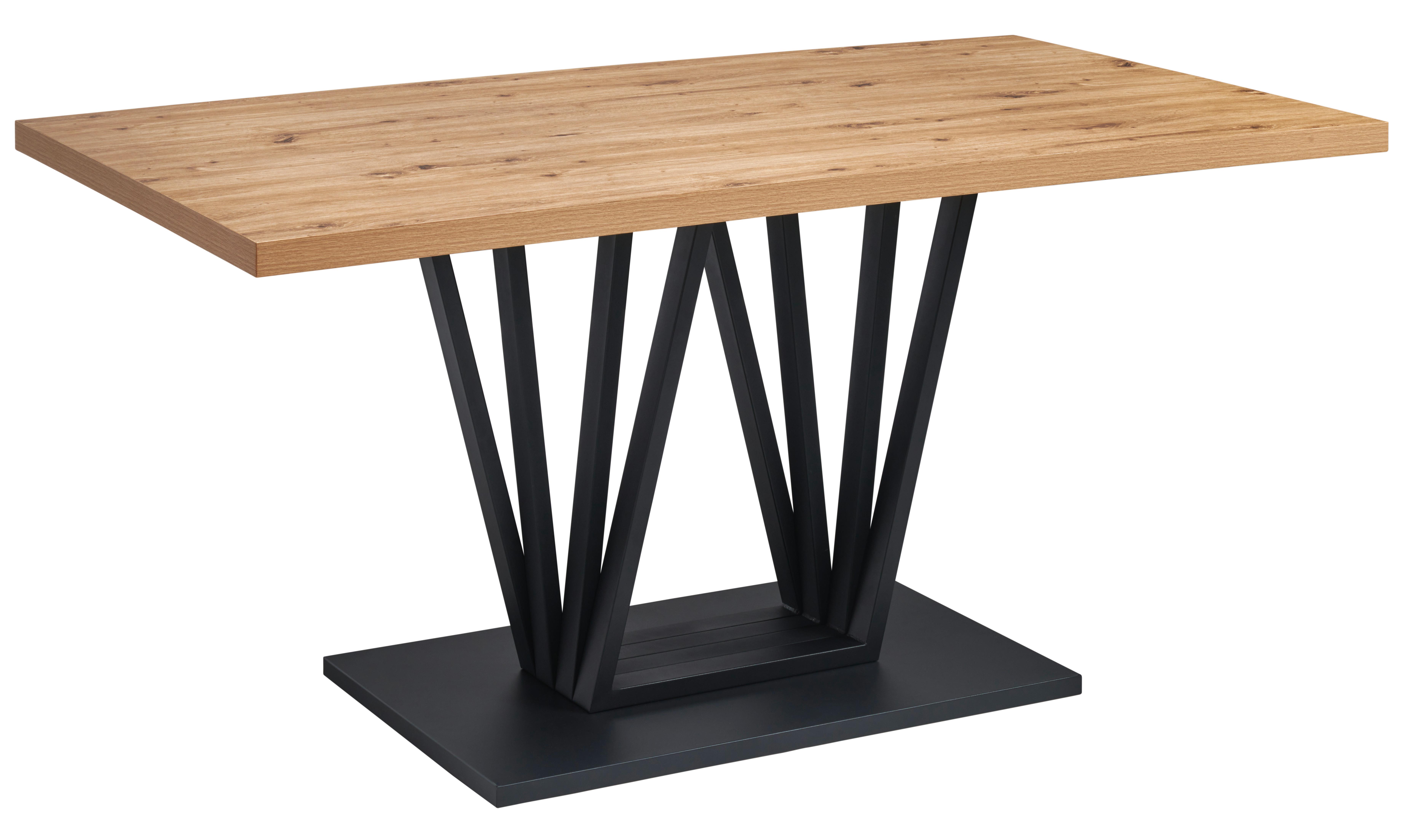 Jedilna Miza Brad, Barva Hrasta, 160x90 - črna/hrast artisan, Konvencionalno, kovina/leseni material (160/75/90cm) - MID.YOU