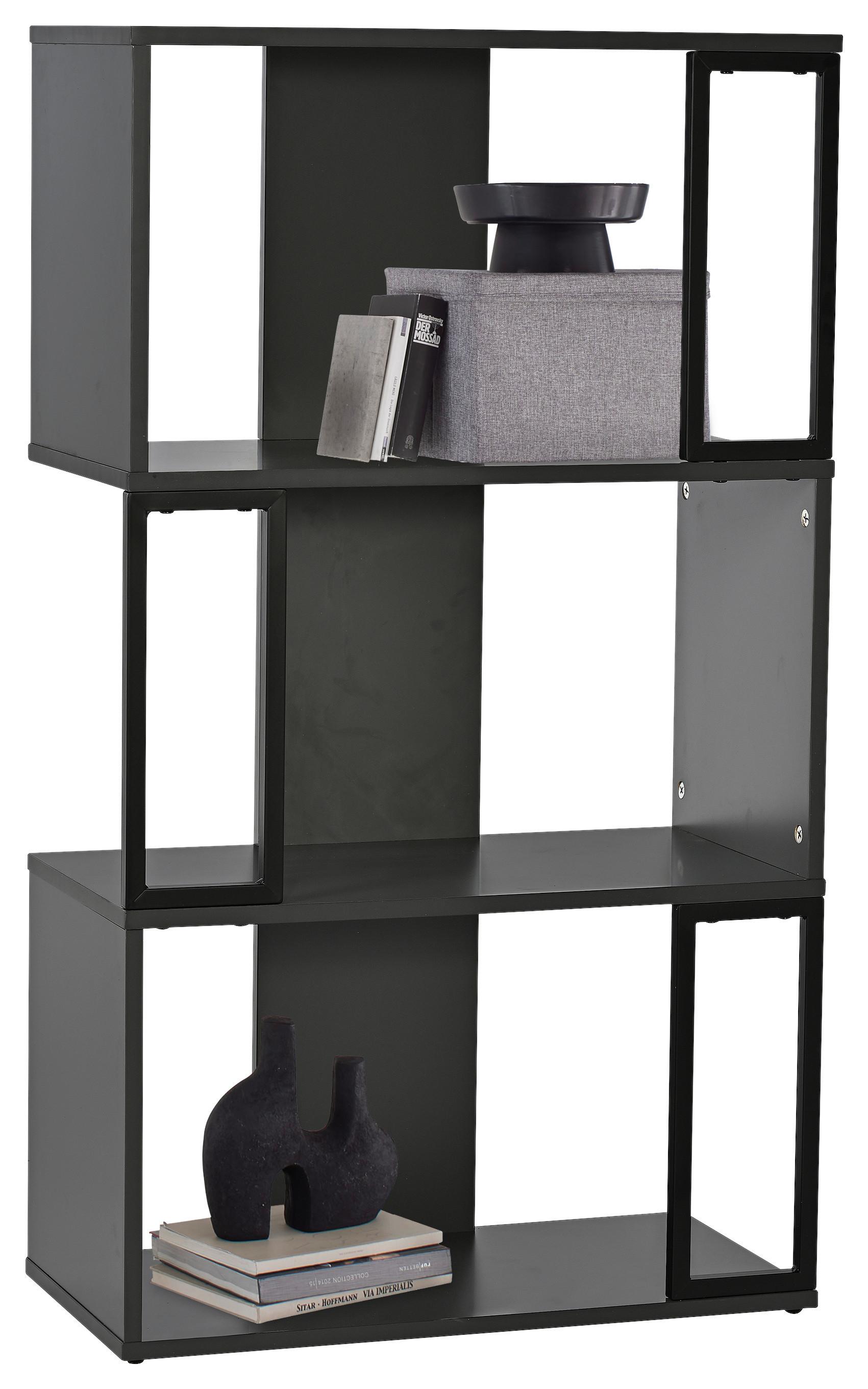 Regal Marbella Grau - Schwarz, MODERN, Holzwerkstoff/Metall (60/106/30cm) - Mömax