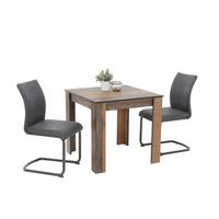 TISCHGRUPPE ERIKA G - Alteiche/Anthrazit, MODERN, Holzwerkstoff/Textil (80/76/80cm) - MID.YOU