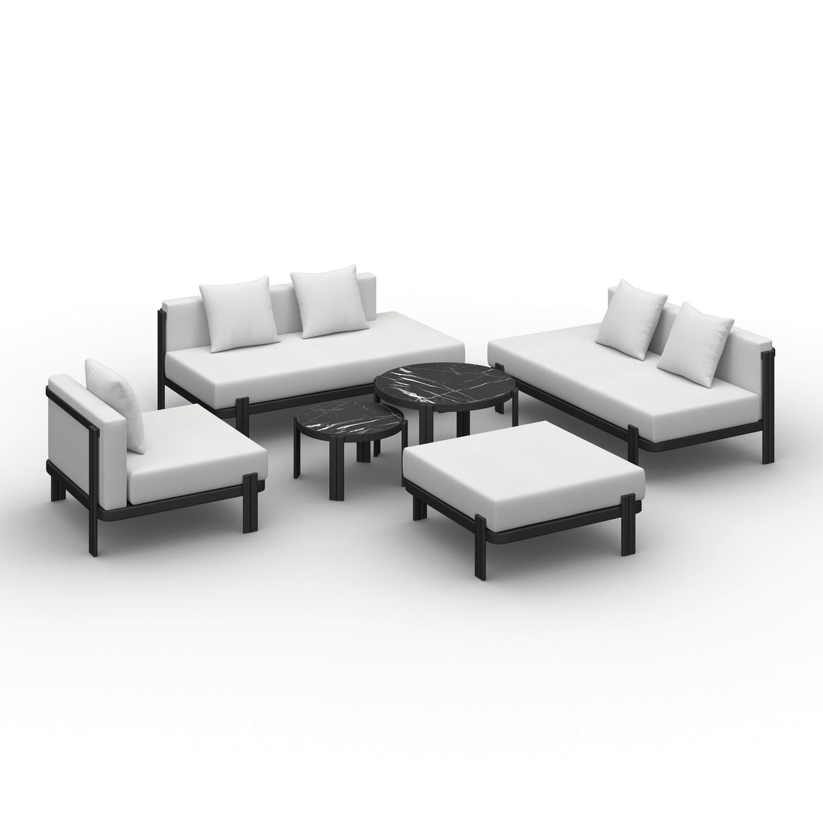 Loungegarnitur Cherry Hellgrau Outdoorstoff/Metall - Hellgrau/Schwarz, MODERN, Kunststoff/Textil (265/73,5/265cm) - Bessagi Garden