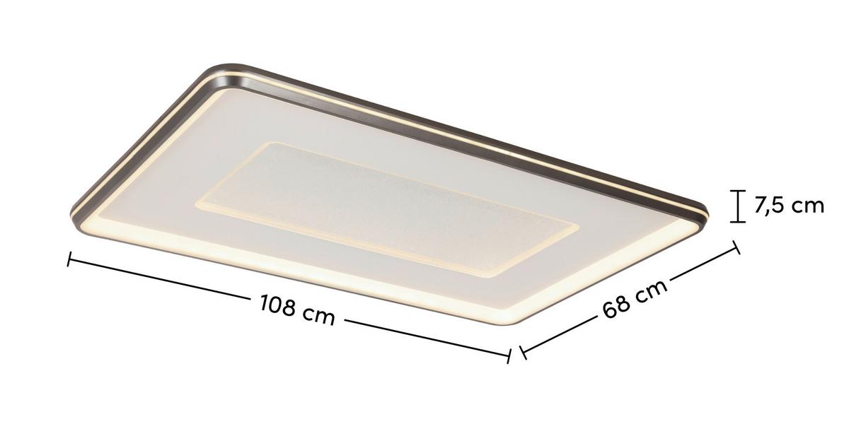 LED-Deckenleuchte Big in Weiss/Dunkelgrau max. 75 W - Weiss/Dunkelgrau, Modern, Kunststoff/Metall (108/68/7,5cm) - Premium Living
