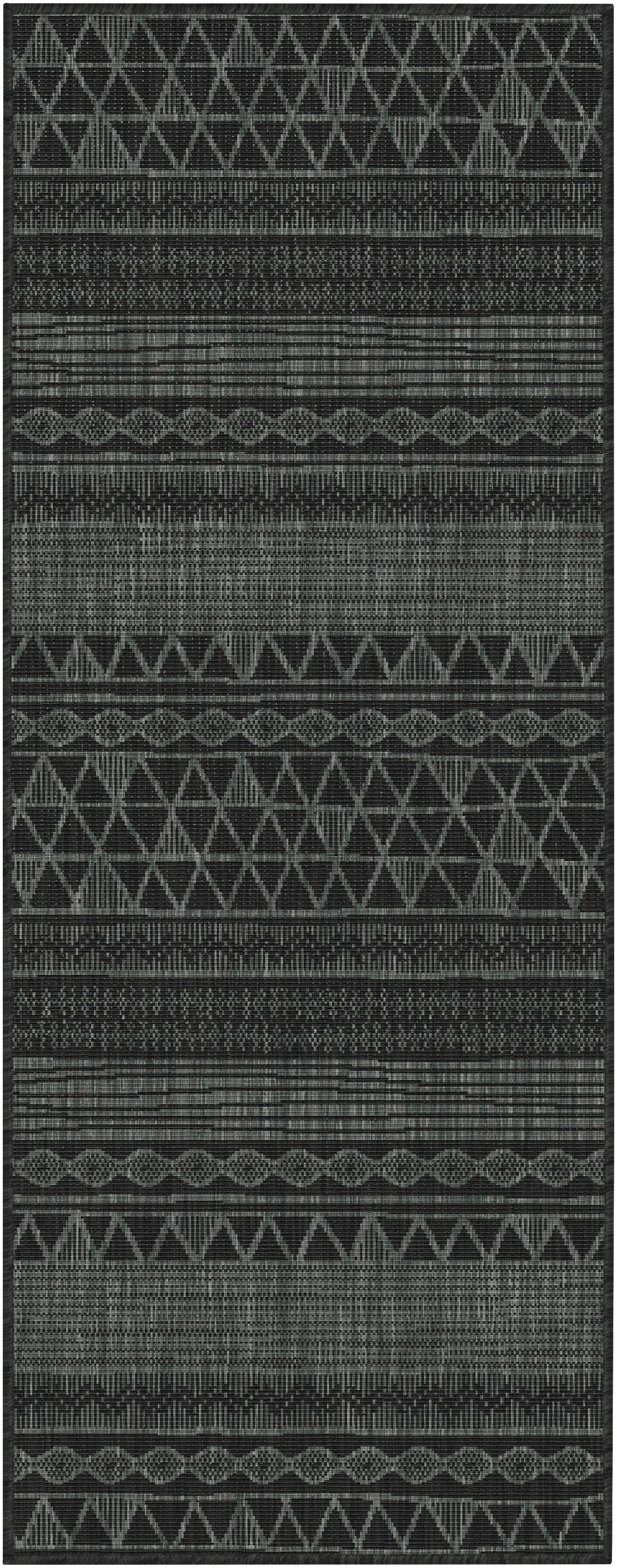 Flachwebteppich in Grau ca. 80x200cm - Schwarz/Grau, MODERN, Textil (80/200cm) - Modern Living