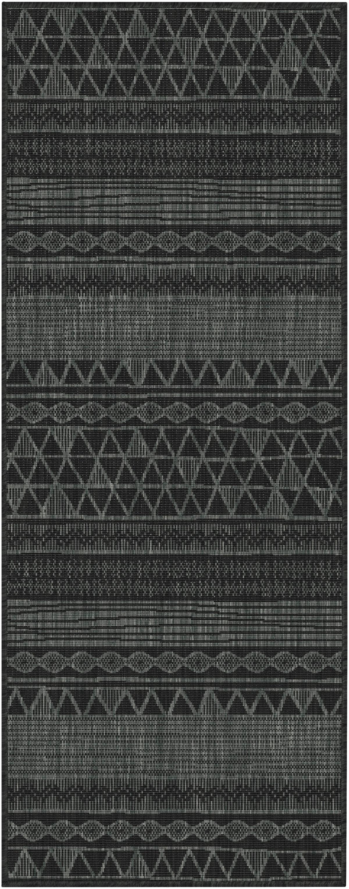 Flachwebteppich in Grau ca. 80x200cm - Schwarz/Grau, MODERN, Textil (80/200cm) - Modern Living