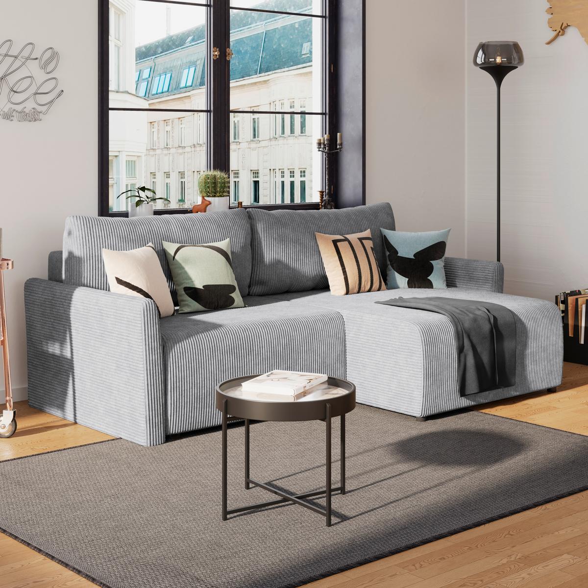 Kutna Garnitura Sonos - srebrne boje/crna, Moderno, tekstil (228/146cm) - Modern Living
