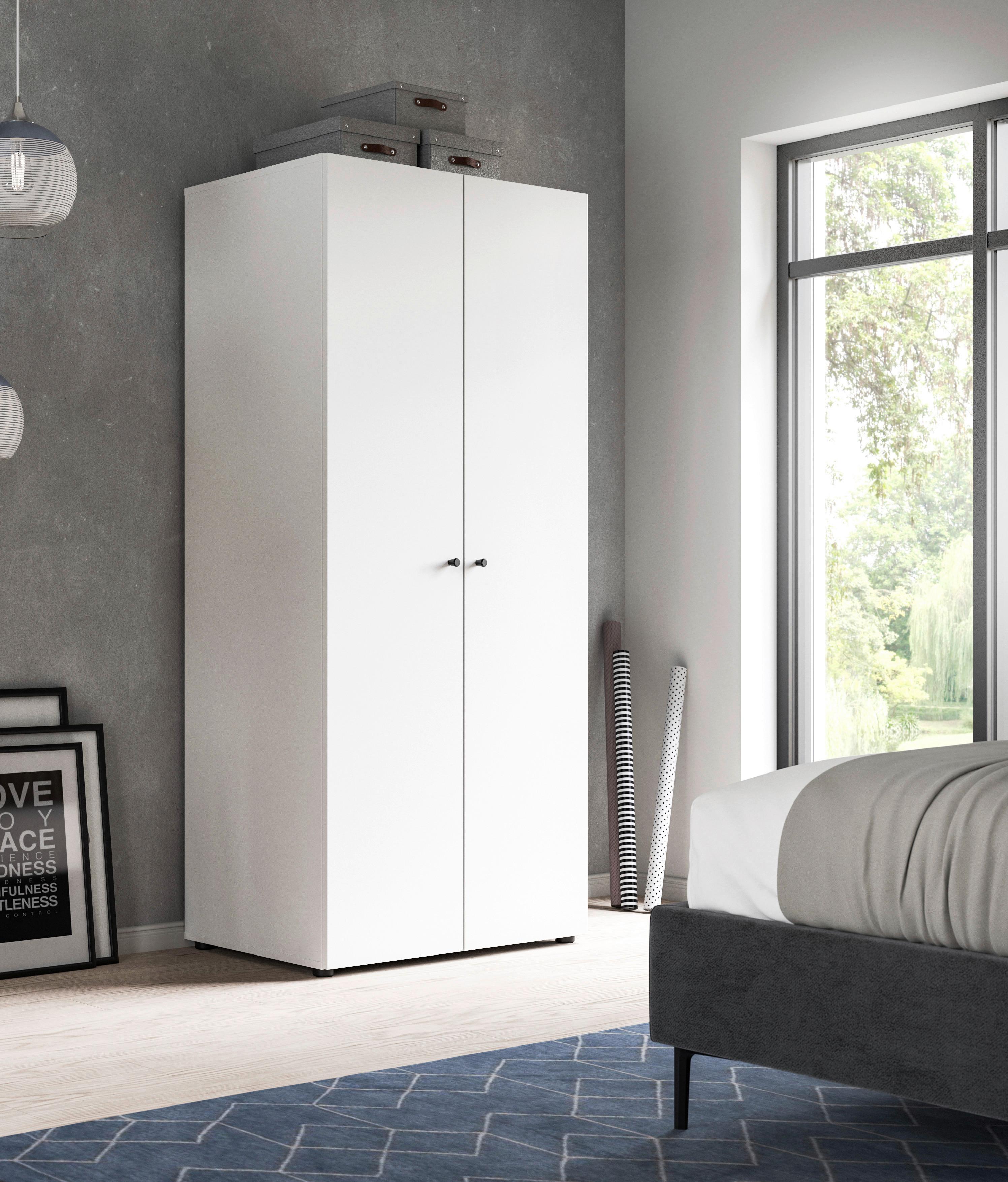 Drehtürenschrank DARWIN ca. 80x176x51cm Weiß - Schwarz/Weiß, MODERN, Holzwerkstoff/Kunststoff (80/176/51cm) - MID.YOU