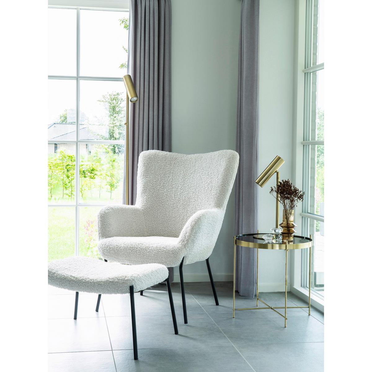 Hocker Glasgow Weiß - Schwarz/Weiß, Basics, Textil/Metall (63/39/42.5cm)