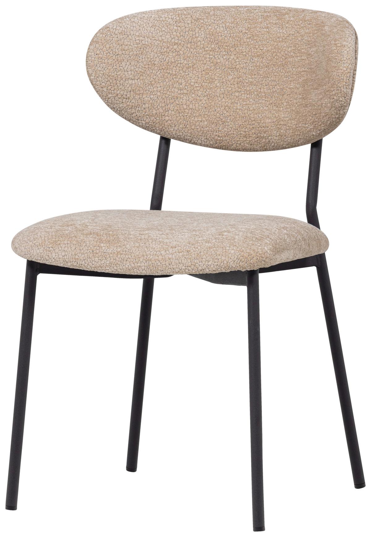 Stuhl-Set Kjeld 2er-Set Naturfarben - Schwarz/Naturfarben, MODERN, Textil/Metall (47/79/53cm) - Livetastic