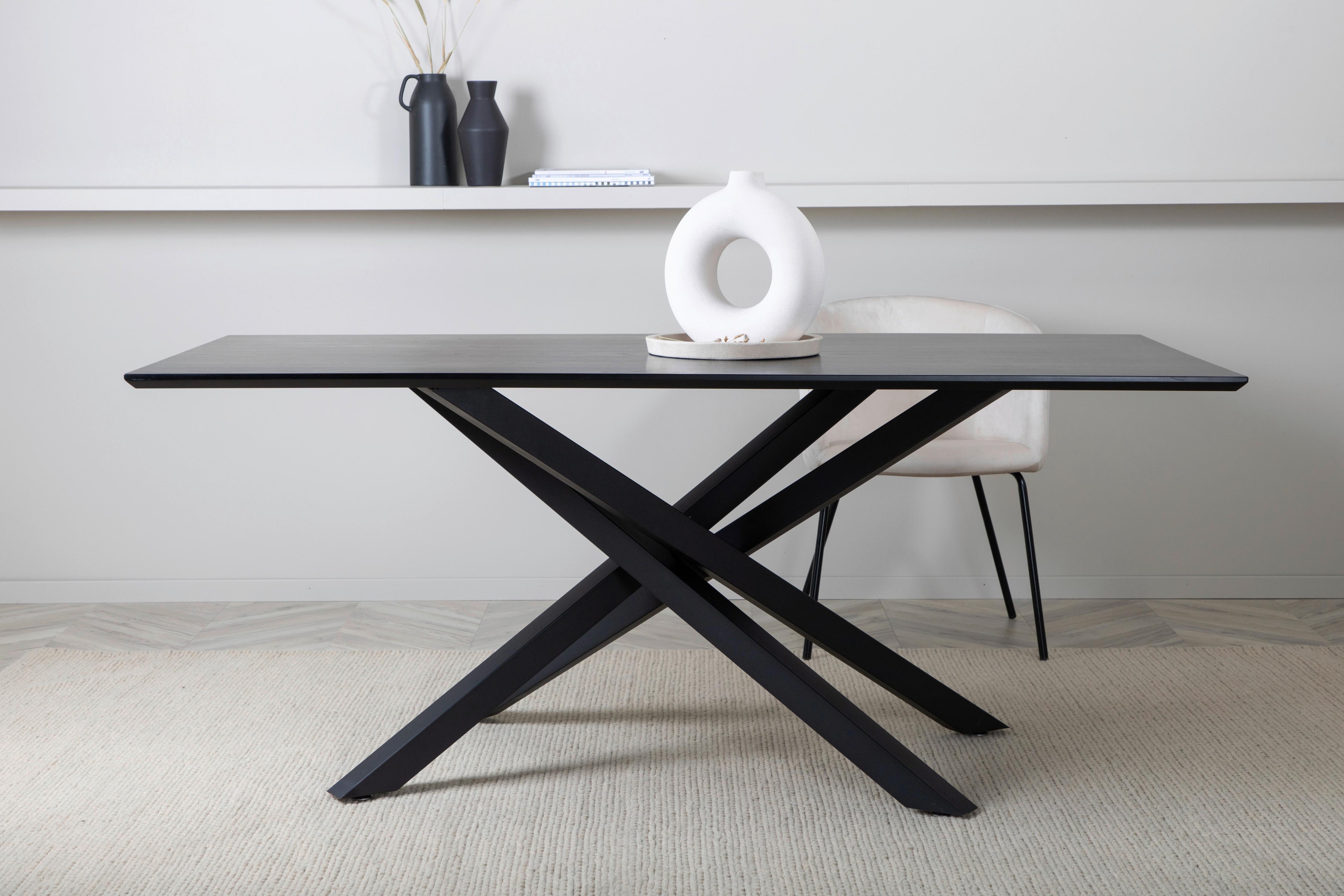ESSTISCH PIAZZA - Schwarz, Design, Holzwerkstoff/Metall (180/90/76cm) - Livetastic