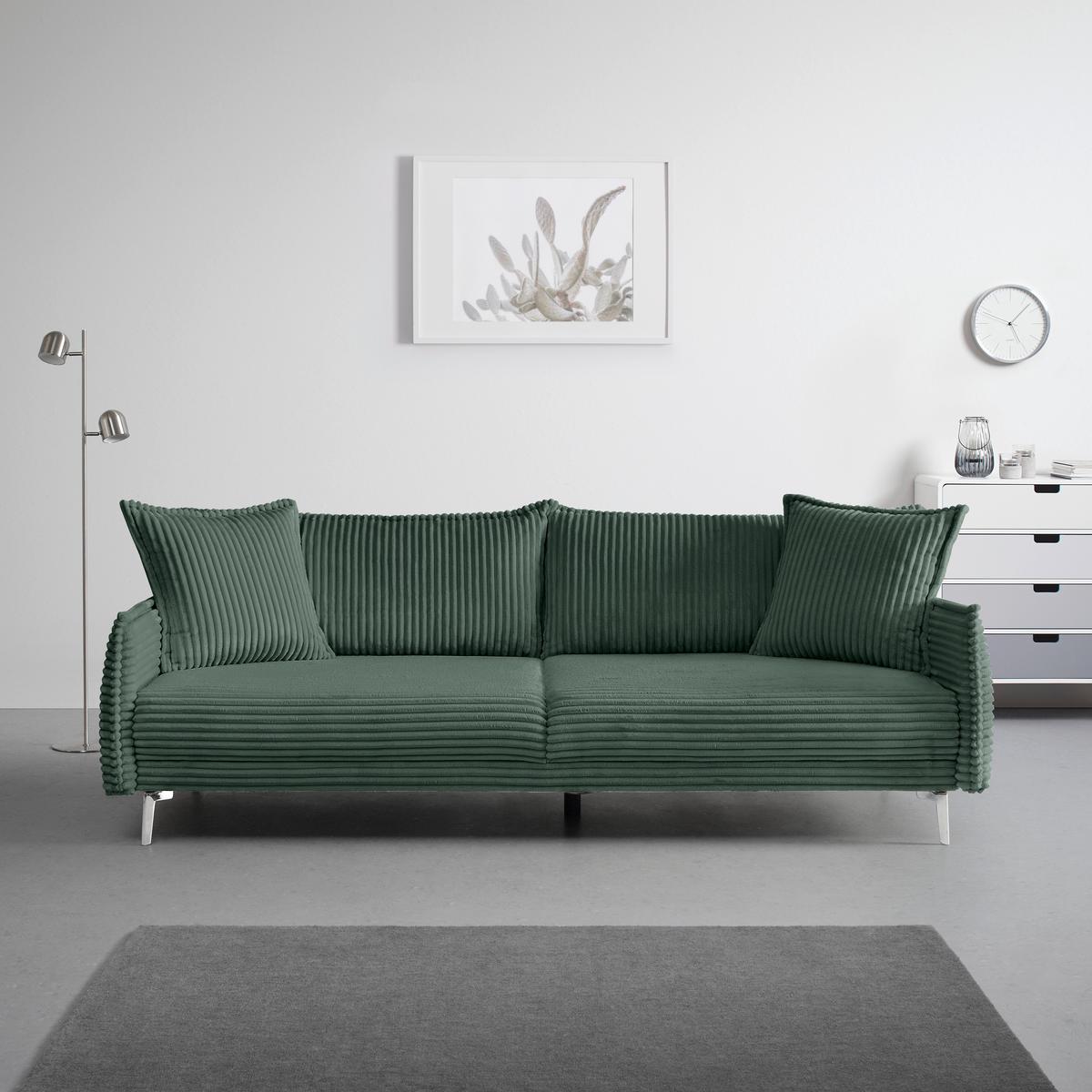 Mega Sofa Kiss - tamno zelena/boje kroma, Moderno, drvo/metal (241/90/117cm) - Mömax