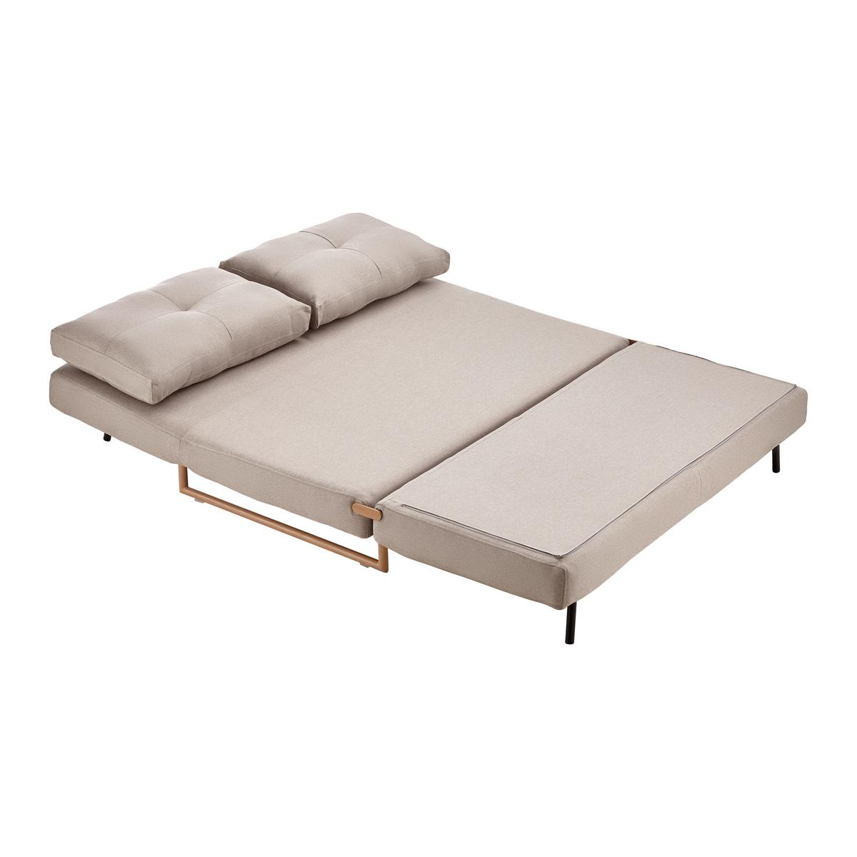 Schlafsofa "Malic", beige, Webstoff - Eichefarben/Beige, MODERN, Textil/Metall (150/84/90cm) - Bessagi Home