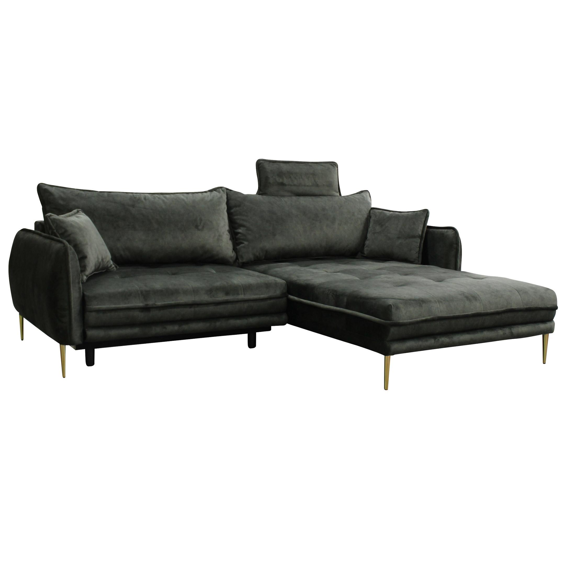 Sarokkanapé Whisper - sötétzöld, Modern, textil (260/90/194cm) - Mömax