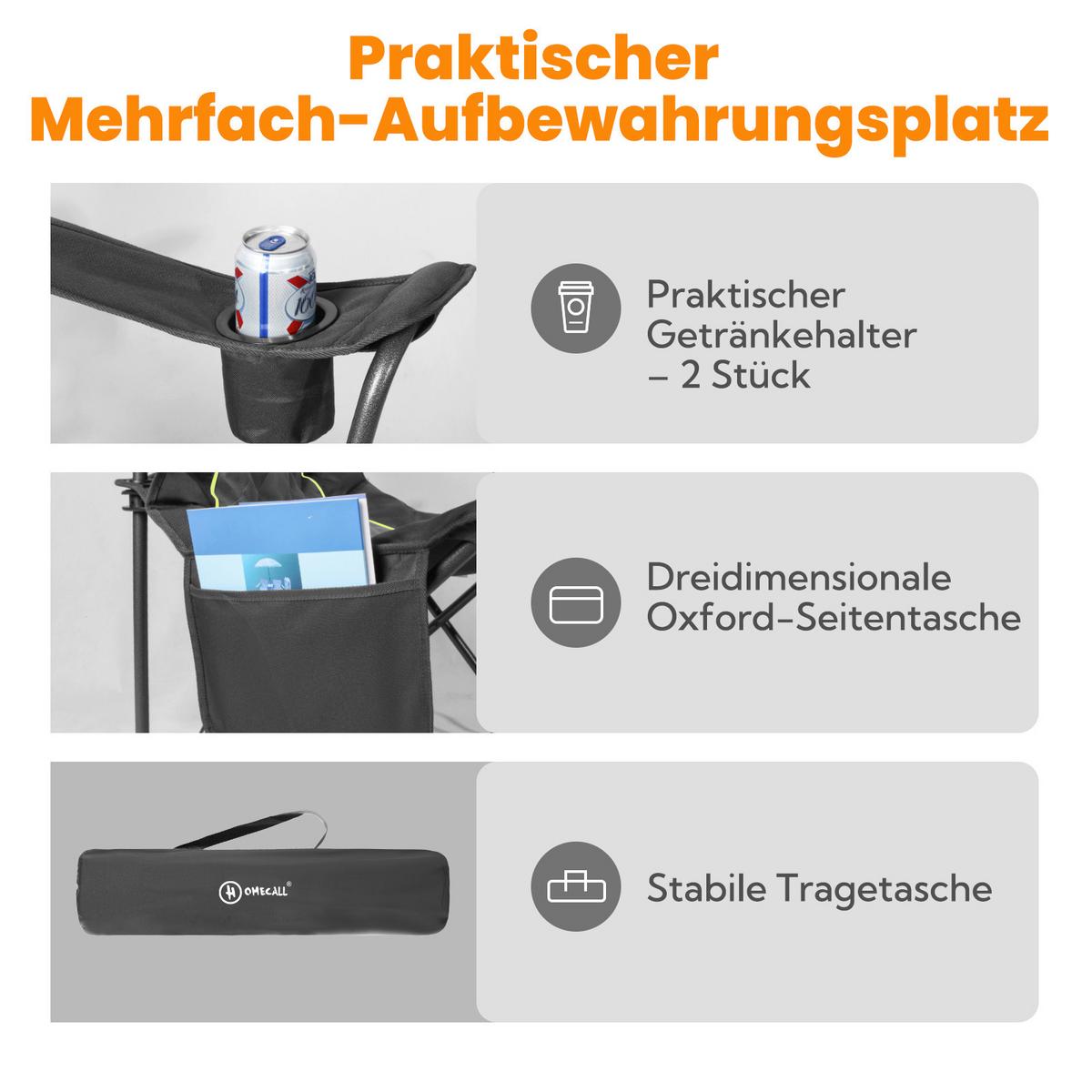 Campingsessel Anthrazit/Graphitfarben - Anthrazit/Graphitfarben, Basics, Textil/Metall (94/54/100cm) - Modante