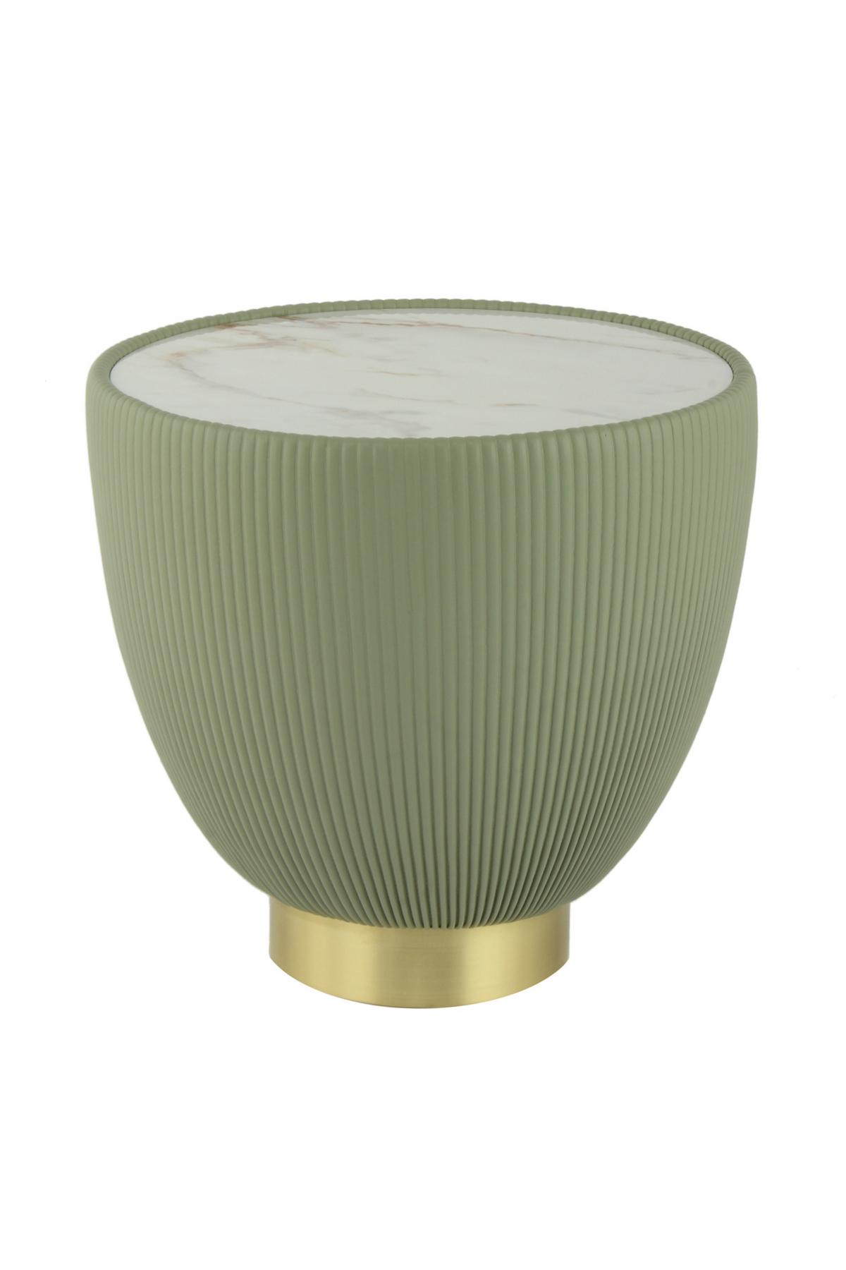 BEISTELLTISCH JOKAI 125 GRÜN - Goldfarben/Grün, Design, Textil/Stein (47/47/45cm) - Kayoom