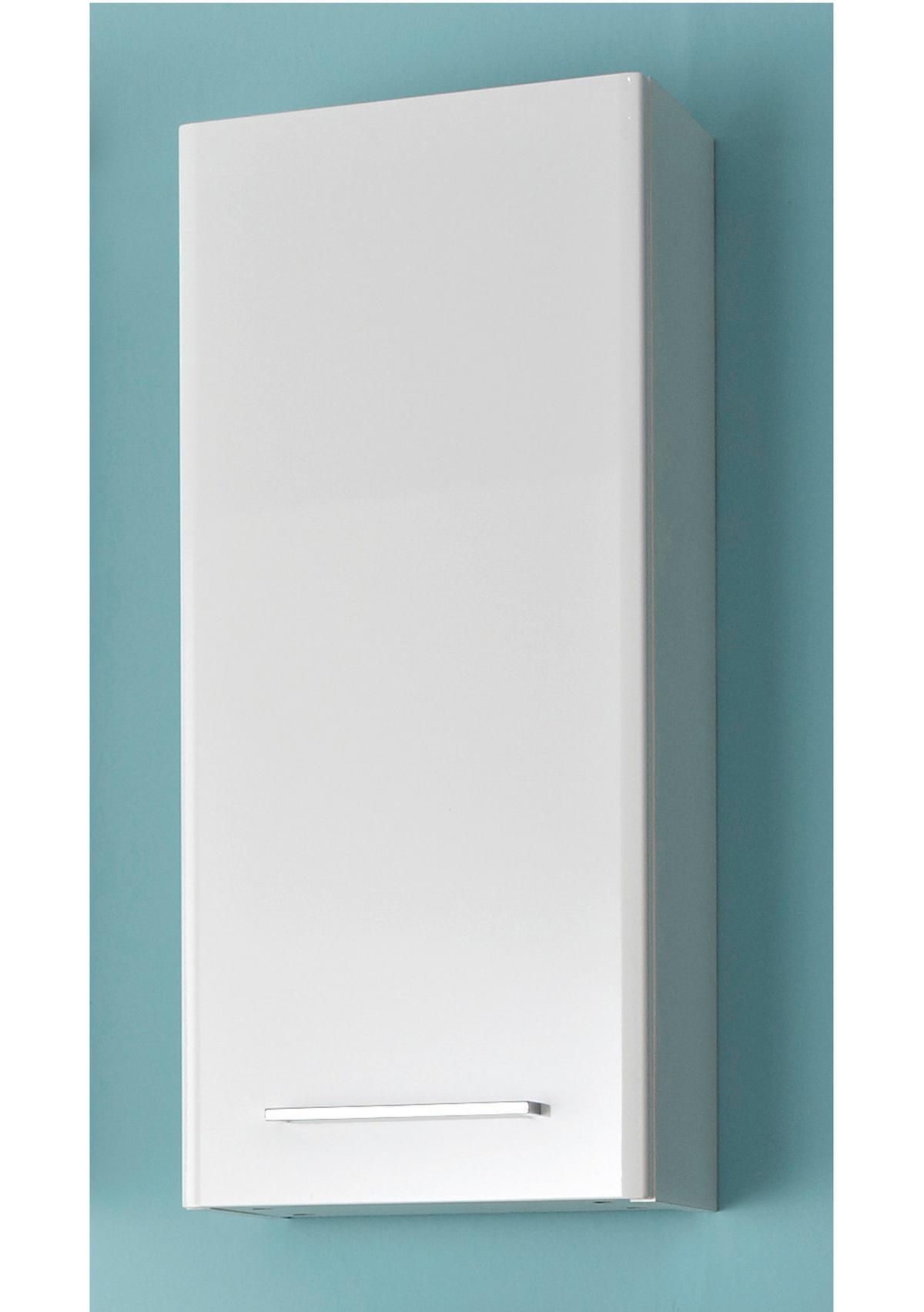 Faliszekrény Carina - krómszínű/magasfényű fehér, Modern, faalapú anyag (30/70/20cm)